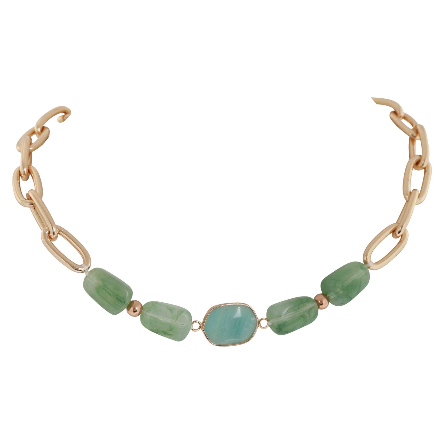 Amazon Paper Clip Chain & Chunky Stone 44+8cm