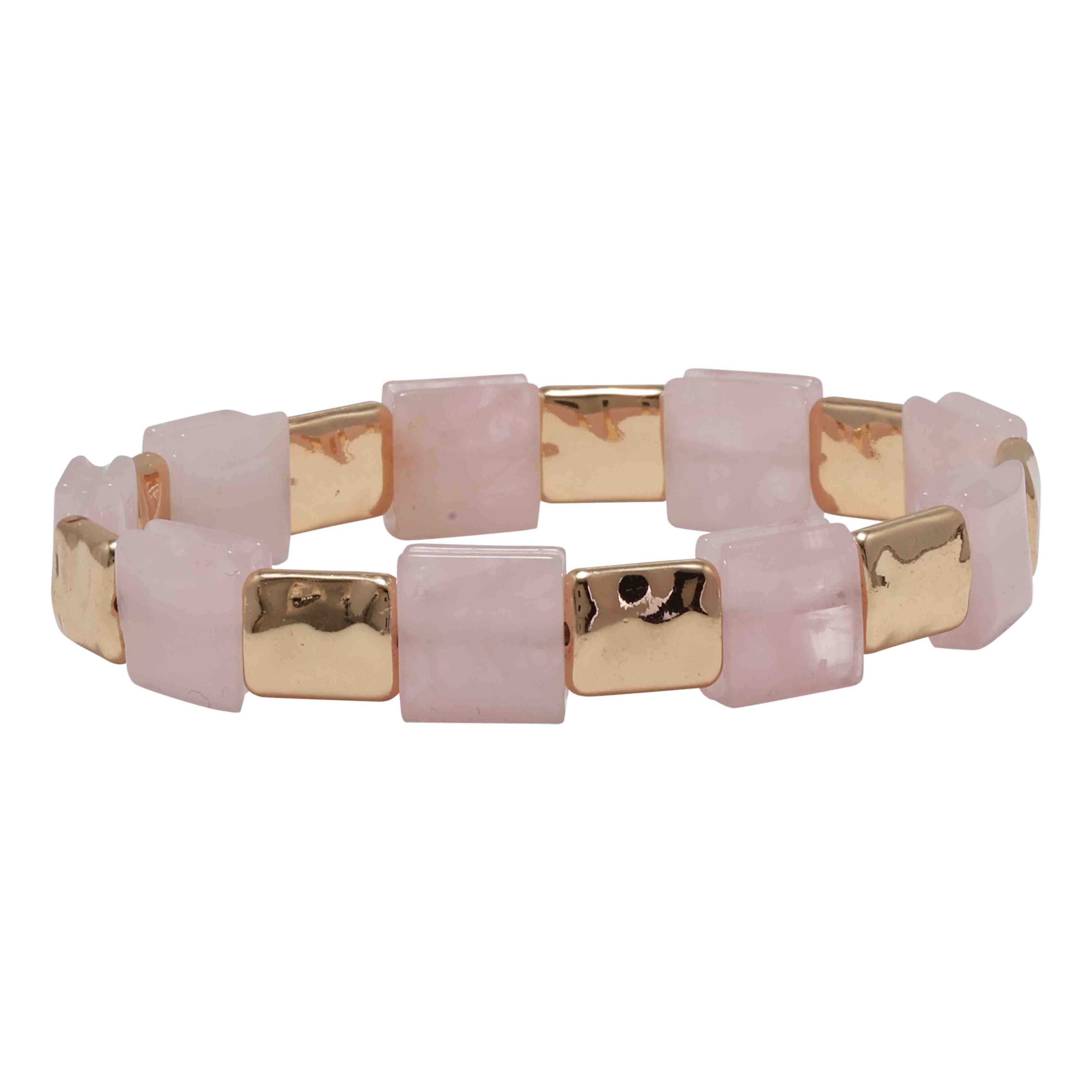 Square Rose Quartz Fashion Bracelet