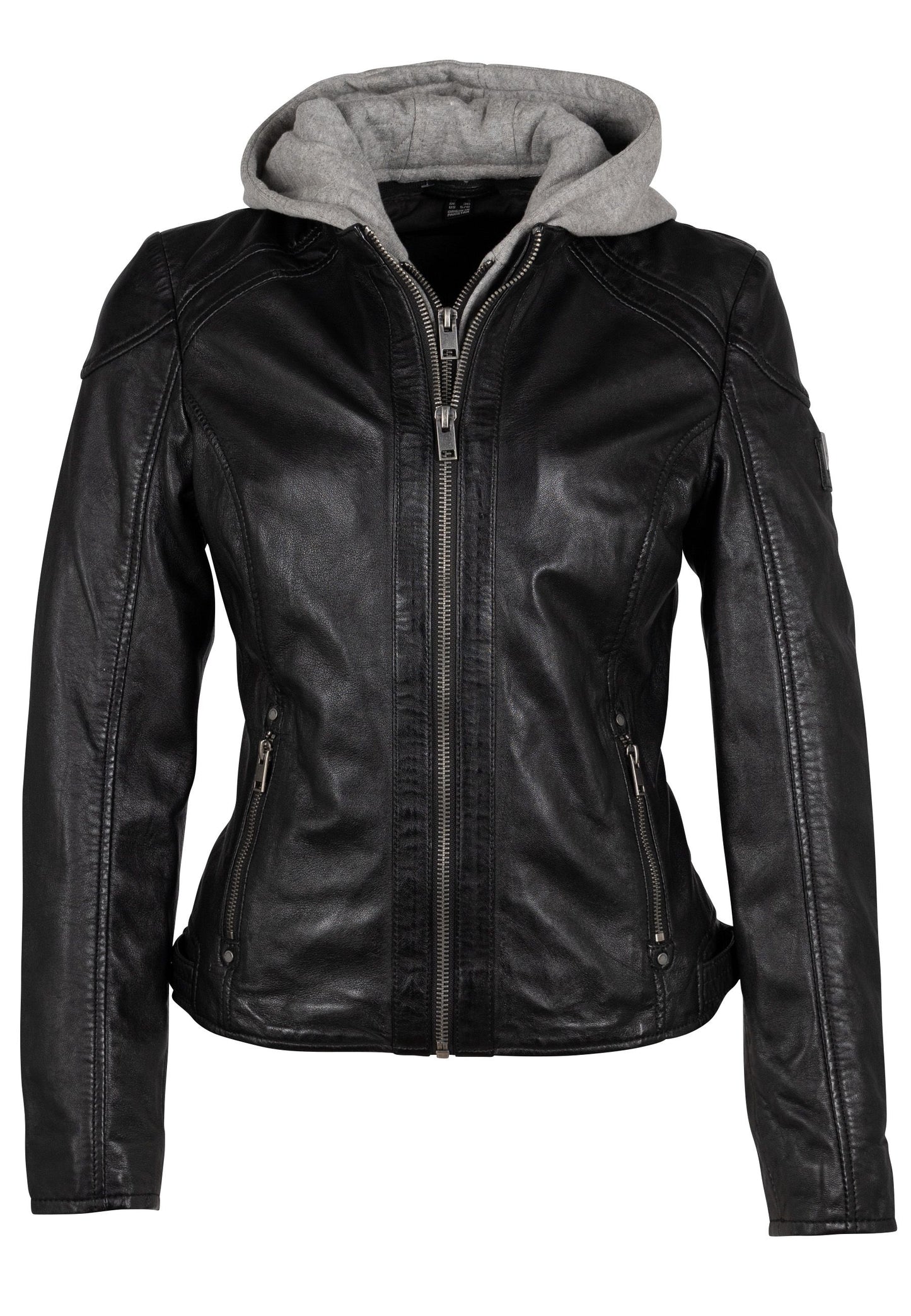 Alice Leather Jacket with Removable Hoodie