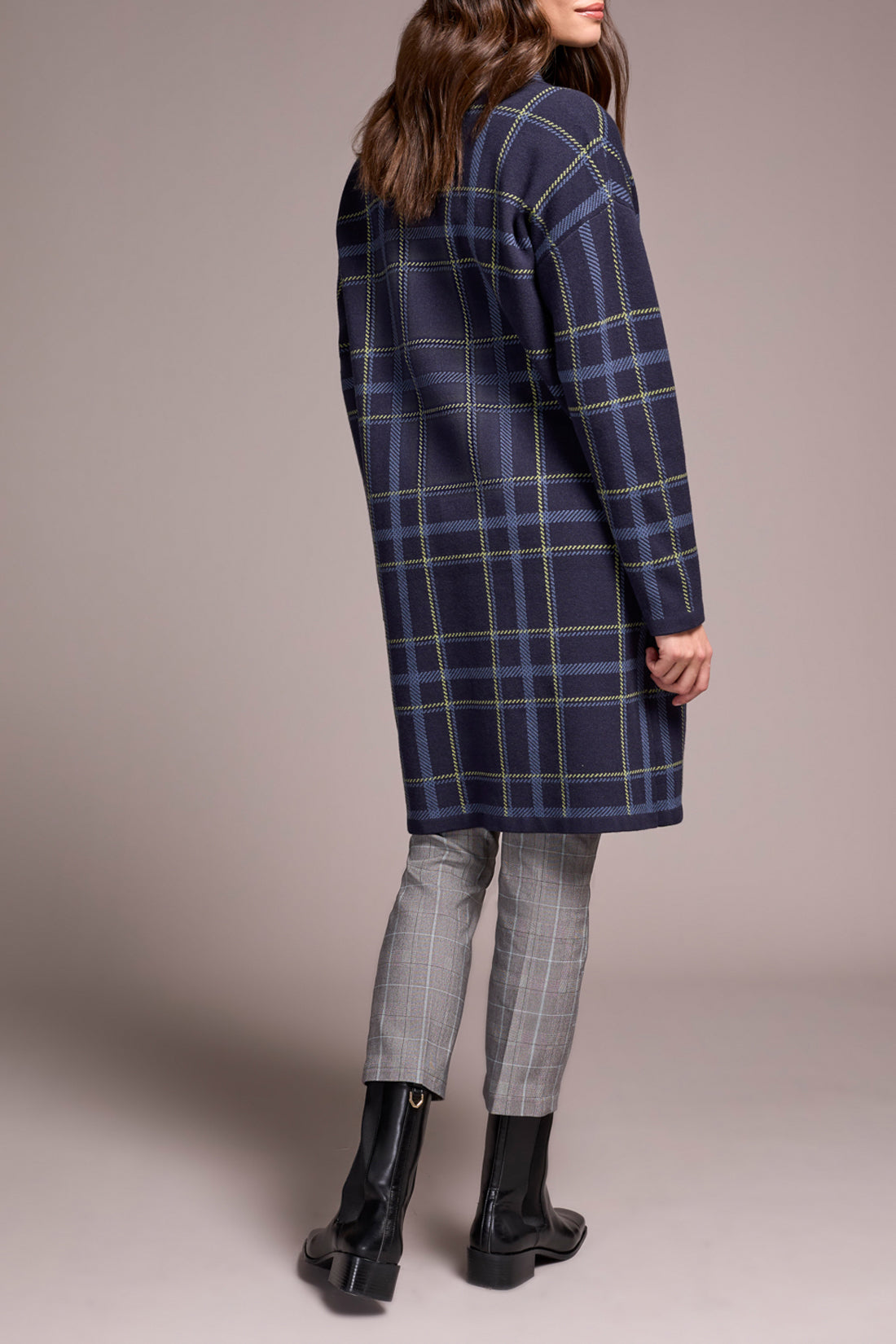 Double Knit Long Plaid Coatigan