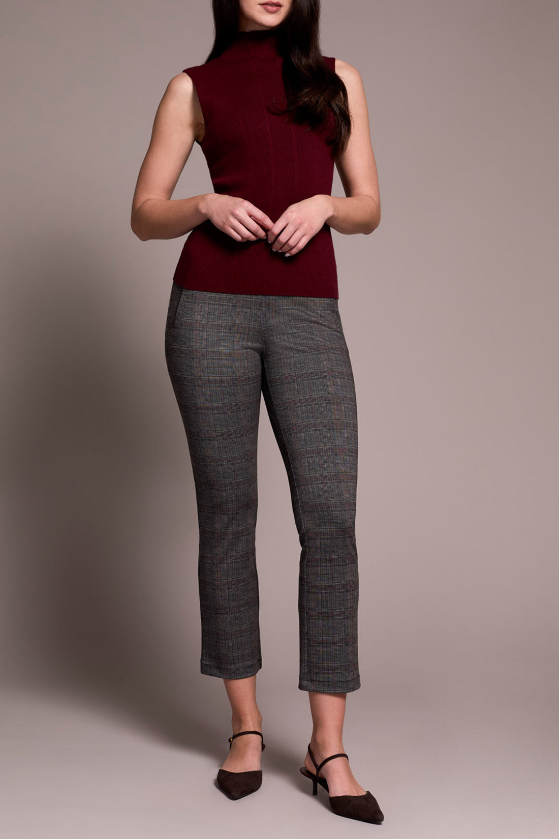 Textured Sleeveless Mock Neck Top