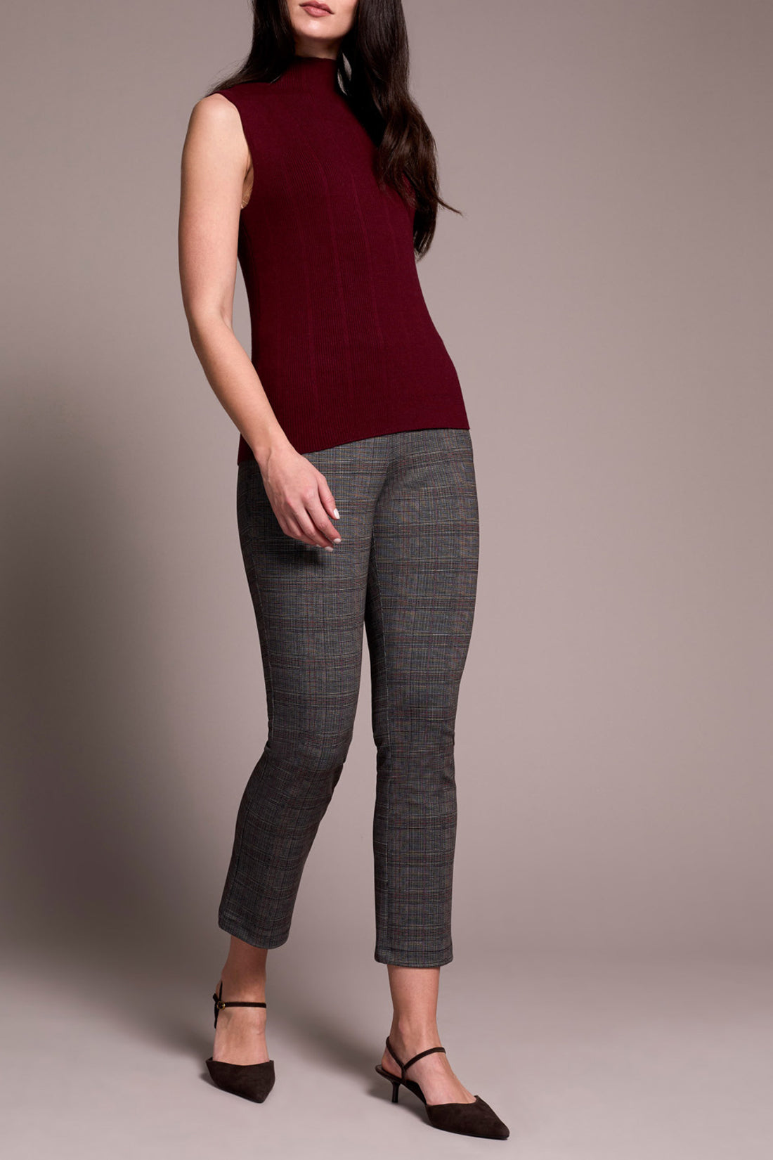 Textured Sleeveless Mock Neck Top