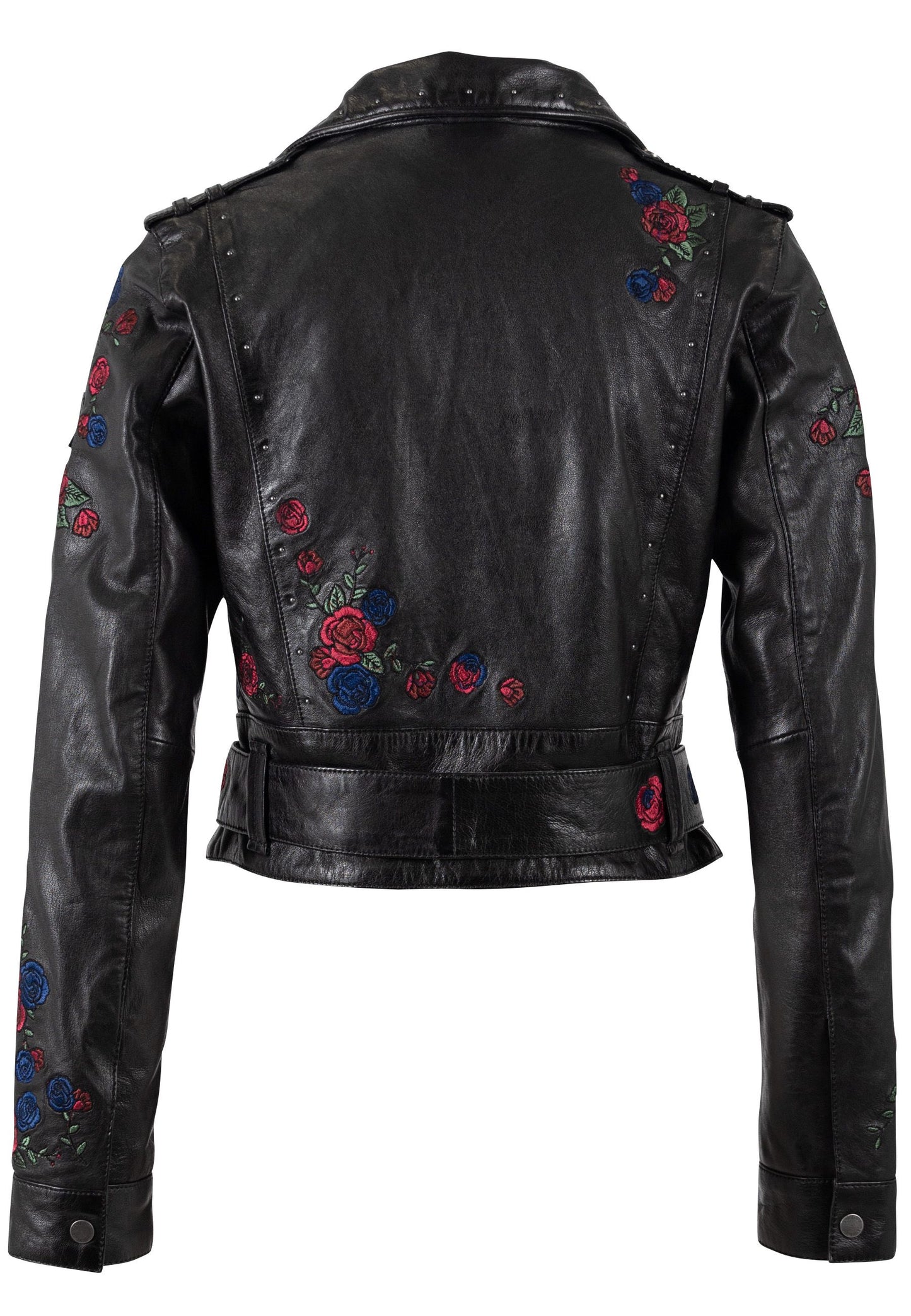 Isabella Floral Embroidered Leather Jacket