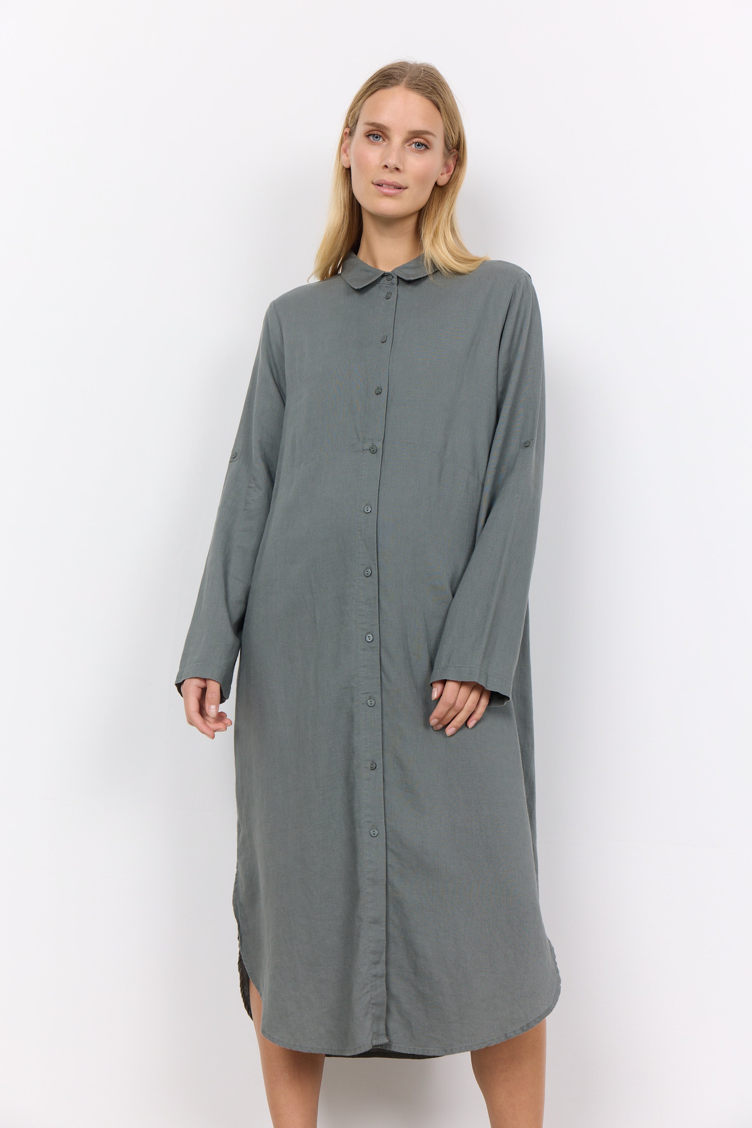 Ina Linen Blend Midi Shirt Dress
