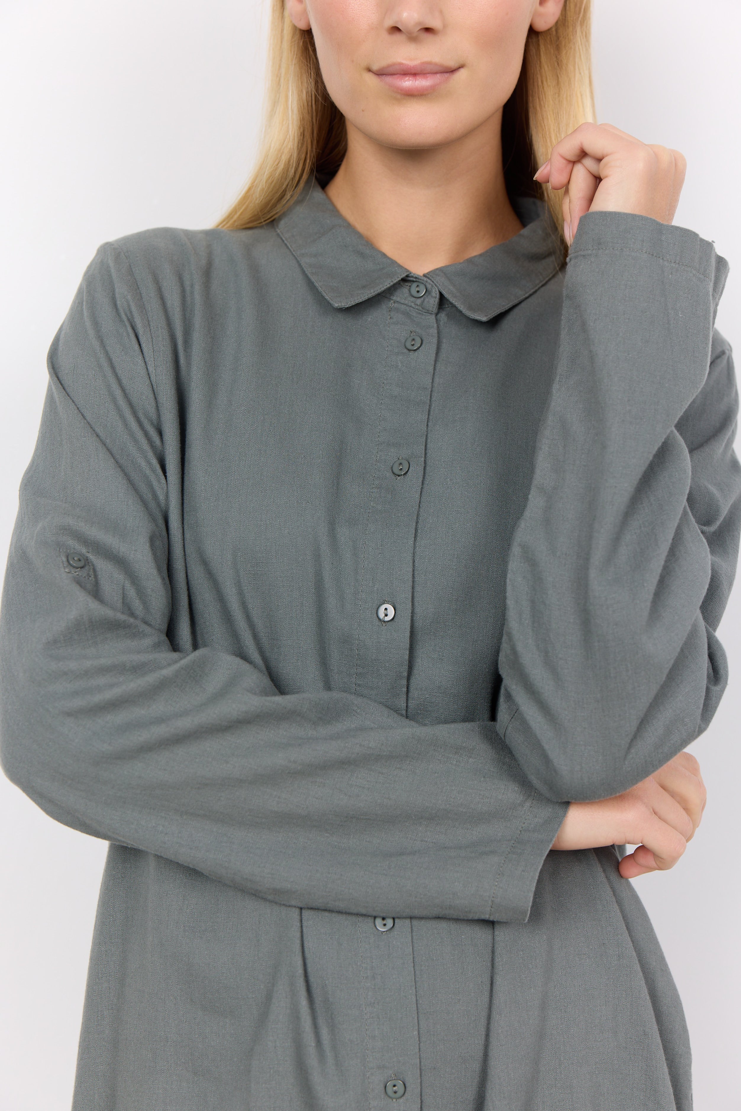 Ina Linen Blend Midi Shirt Dress