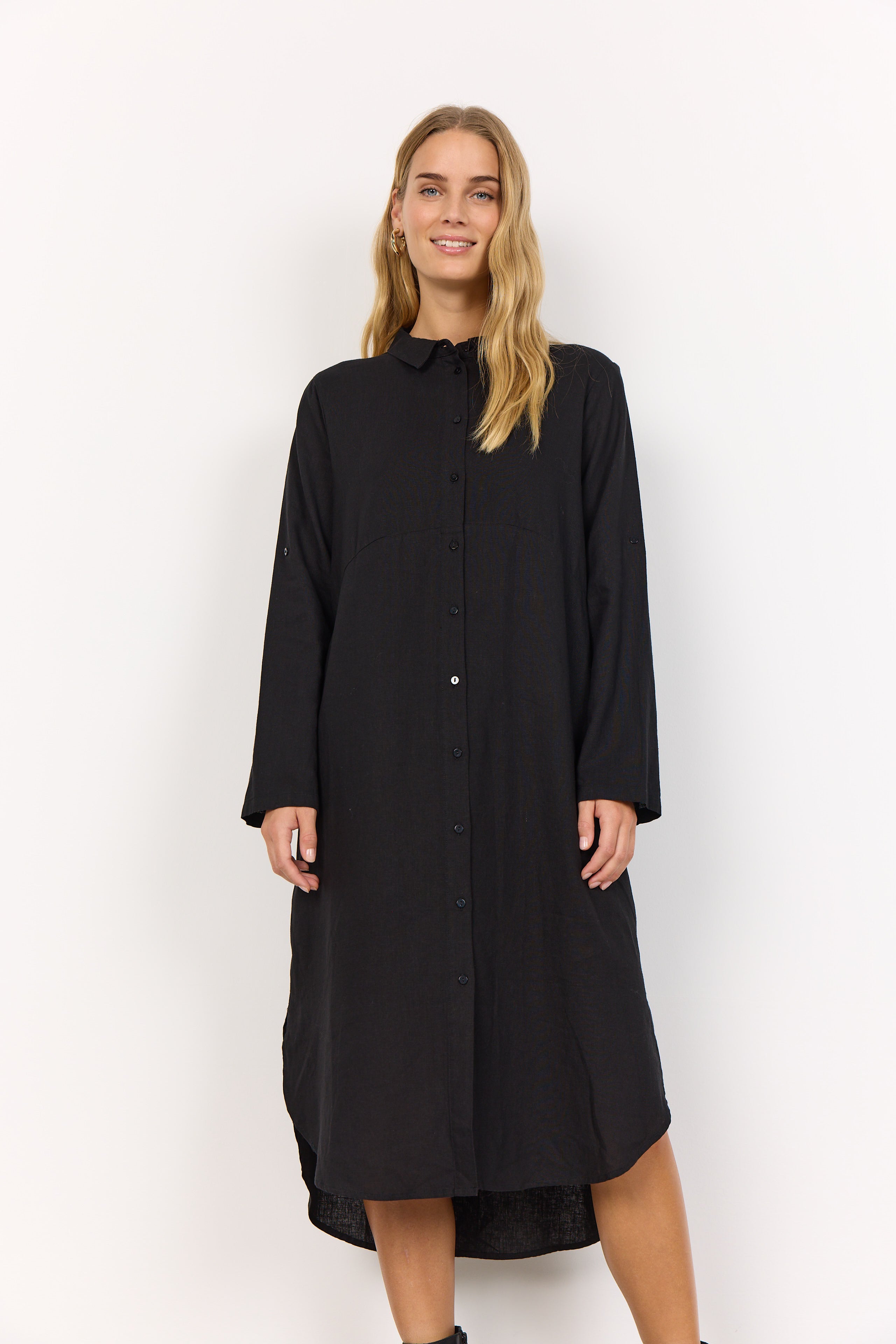 Ina Linen Blend Midi Shirt Dress