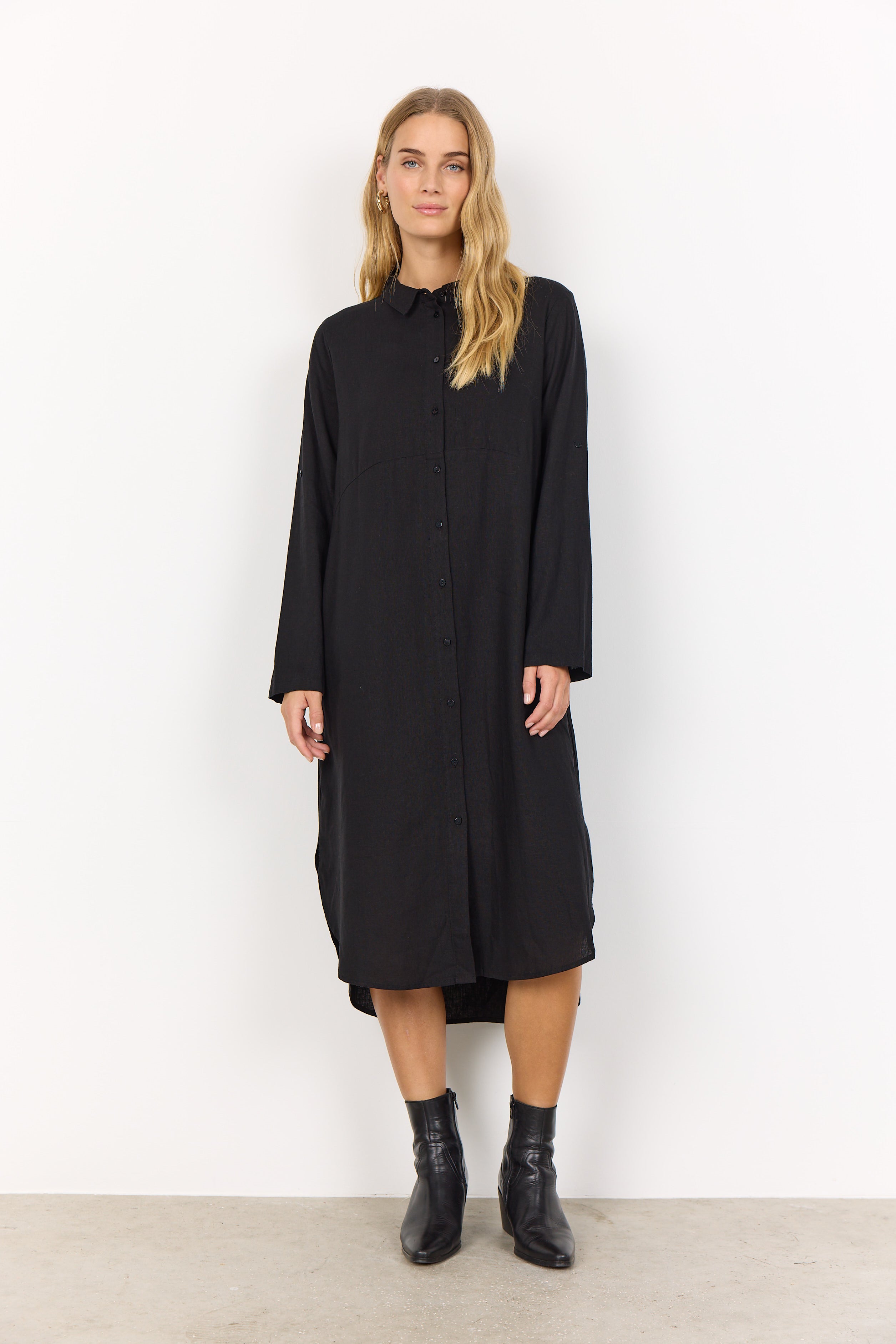 Ina Linen Blend Midi Shirt Dress
