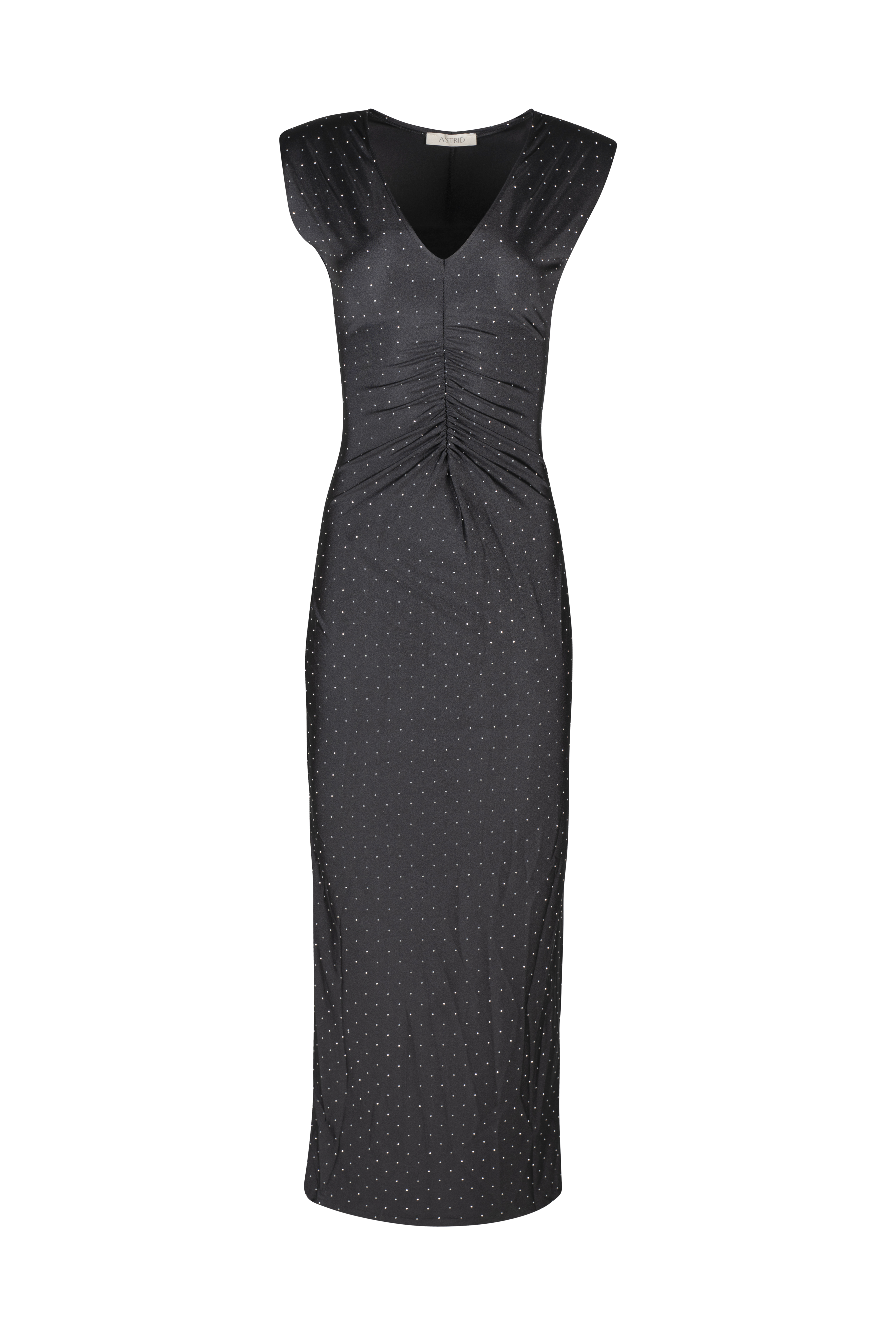 Rhinestone Short Sleeve Midi Dress