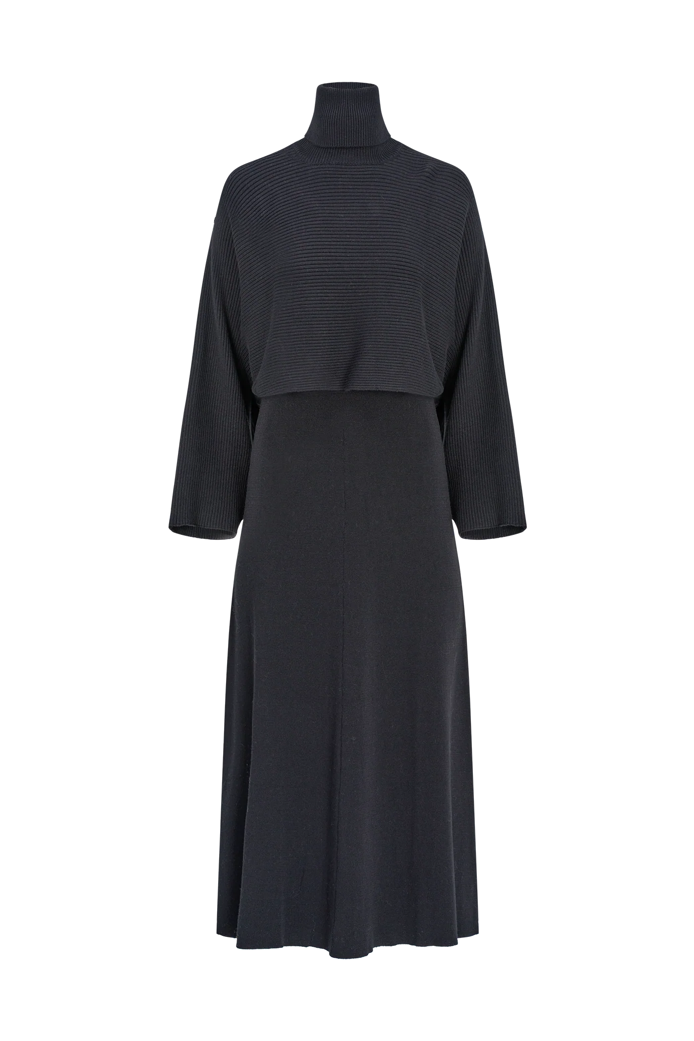 Two-in-One Poncho Sweater Midi Dress