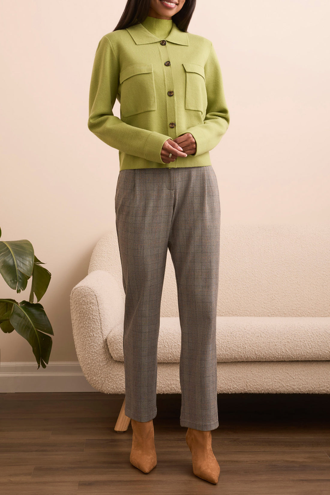 Double Knit Collared Sweater Cardigan