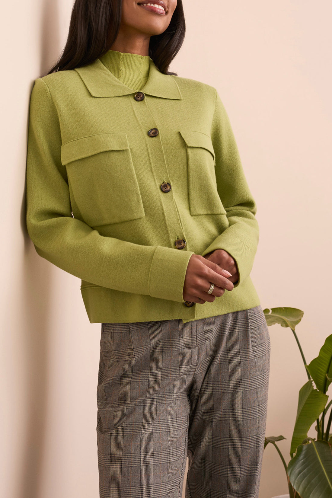 Double Knit Collared Sweater Cardigan