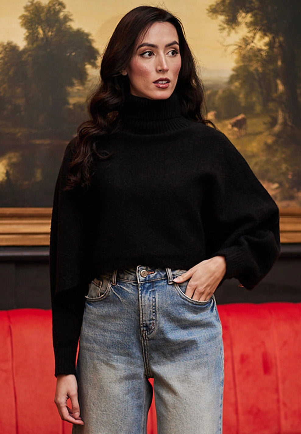 Solihull Turtle Neck Cropped Knit Jumper