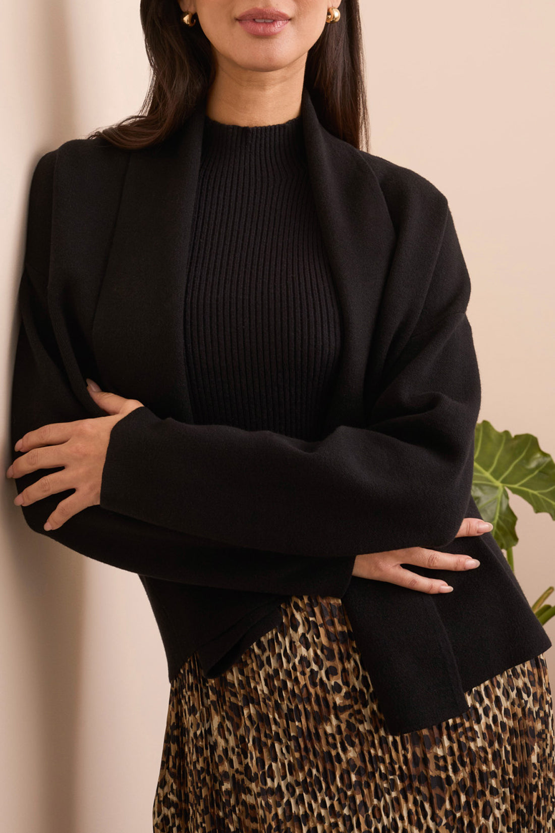 Double Knit Shawl Collar Coatigan