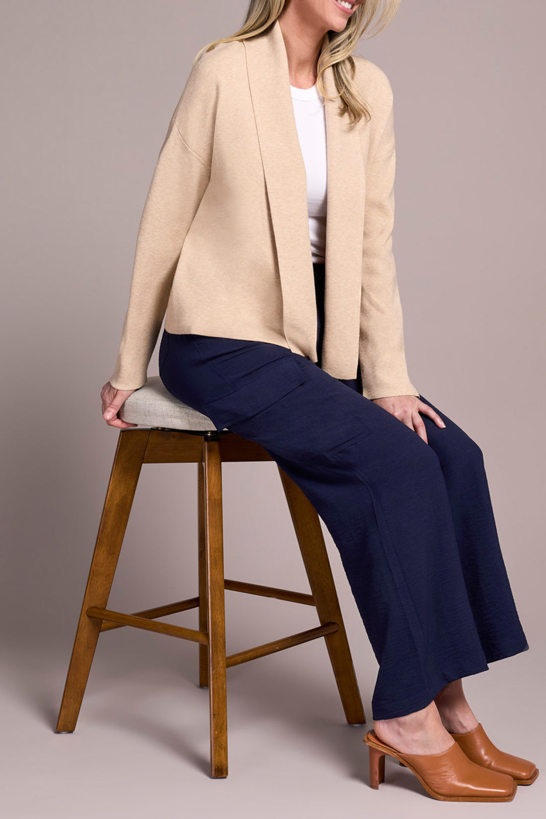 Double Knit Shawl Collar Coatigan