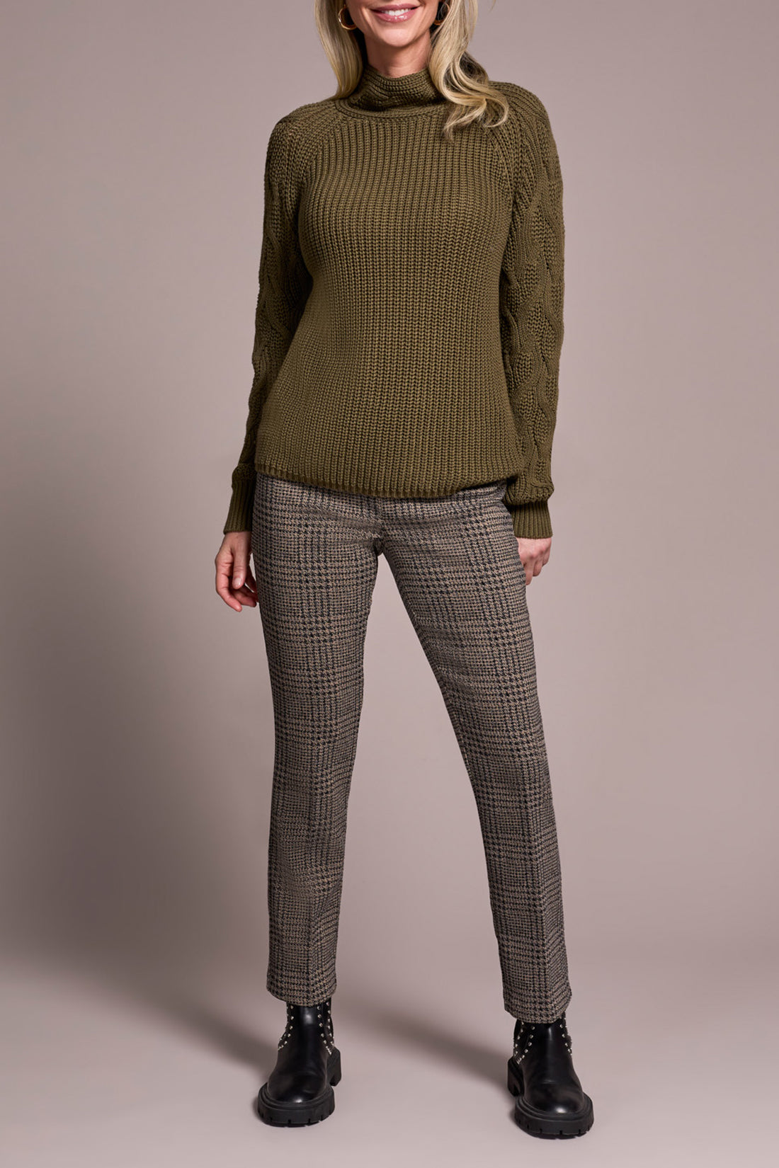 Cable Knit Mock Neck Sweater