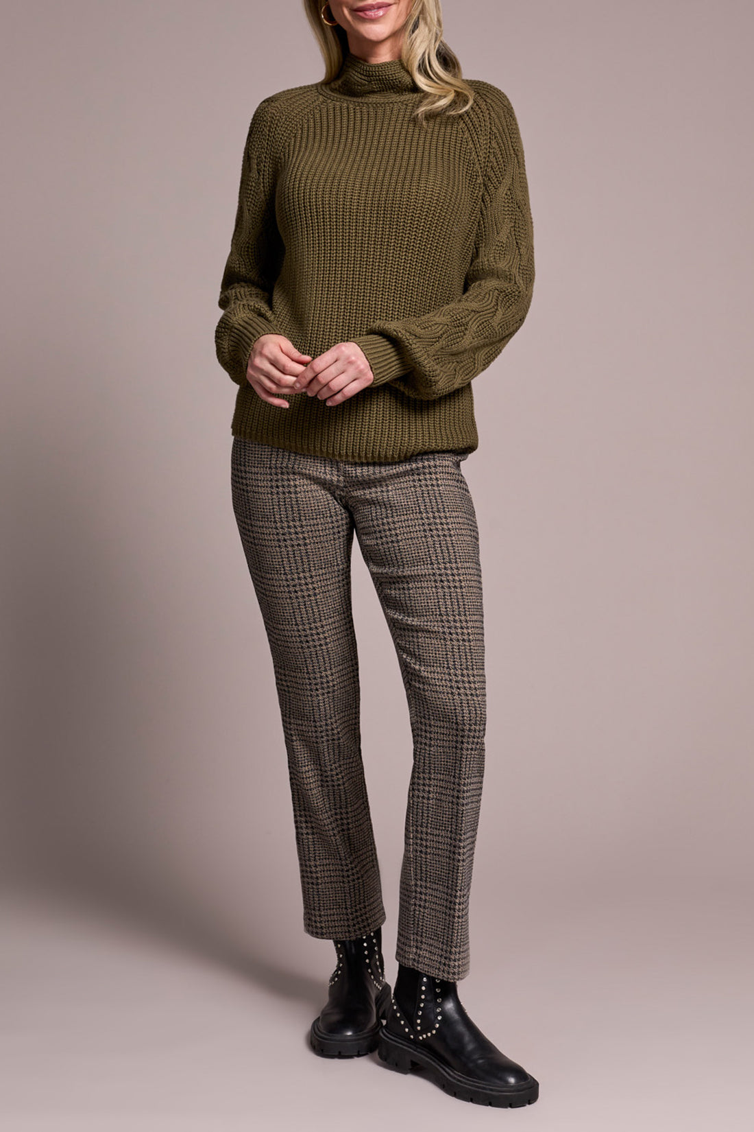 Cable Knit Mock Neck Sweater