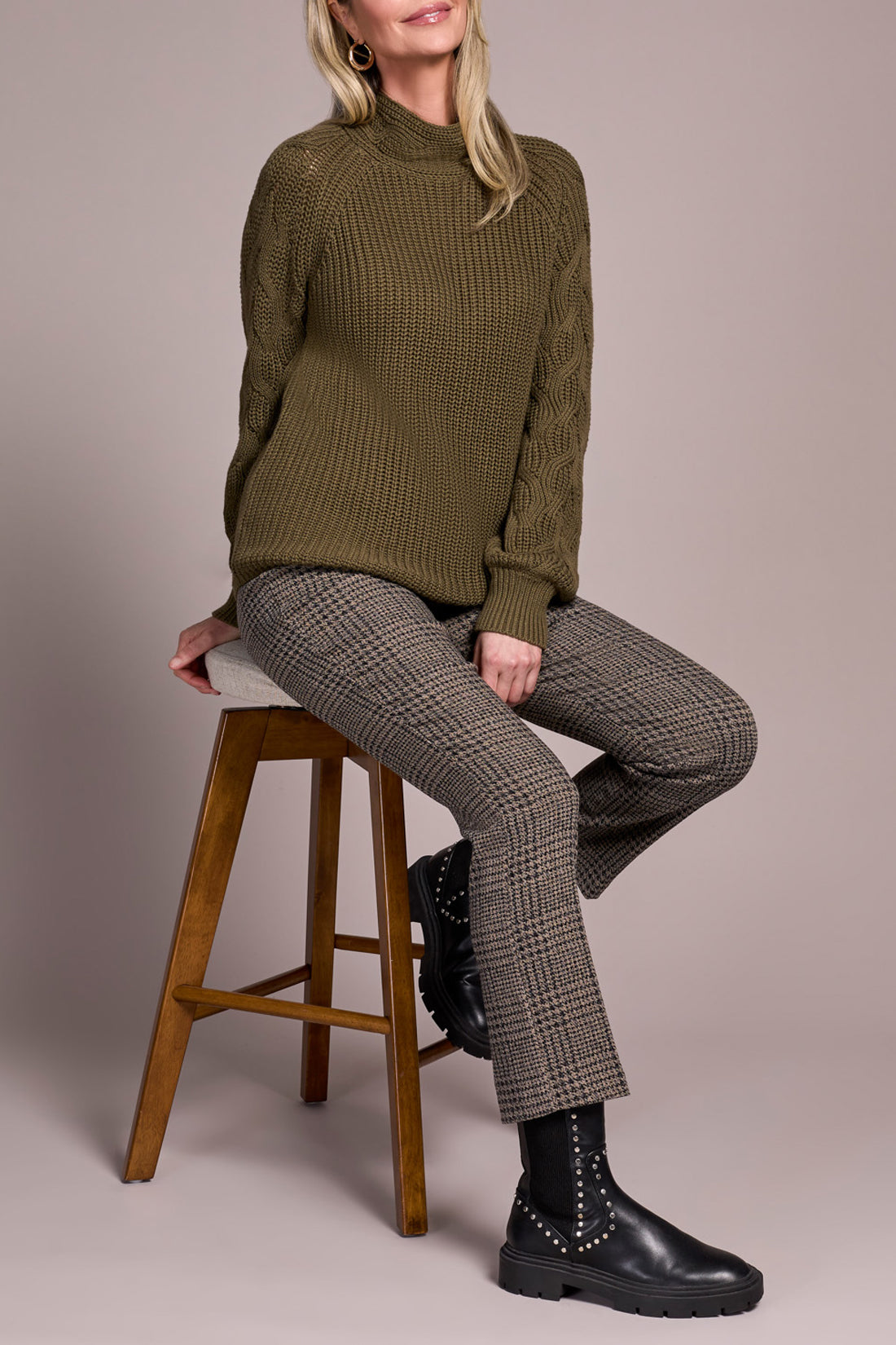 Cable Knit Mock Neck Sweater