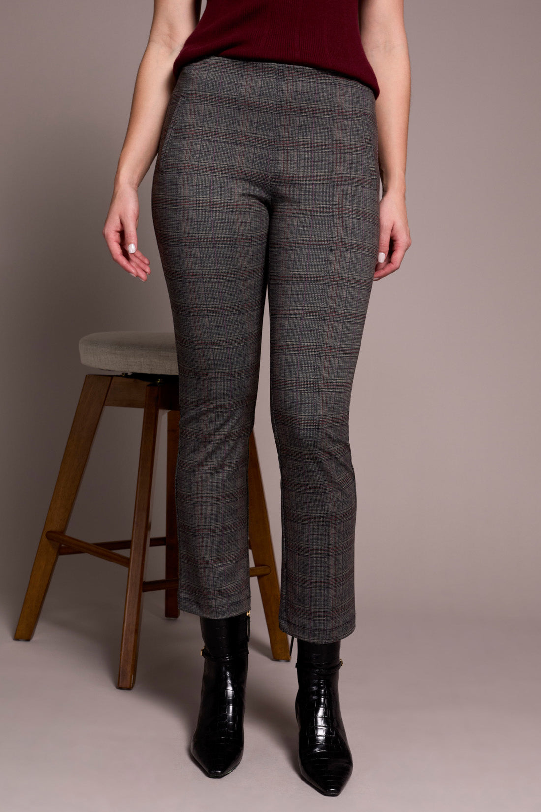 Printed Ponte Pull-On Kick Flare Ankle Pant