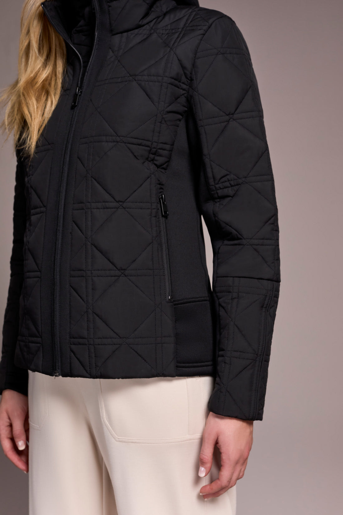 Long Sleeve Zip Front Puffer Jacket with Removable Hood