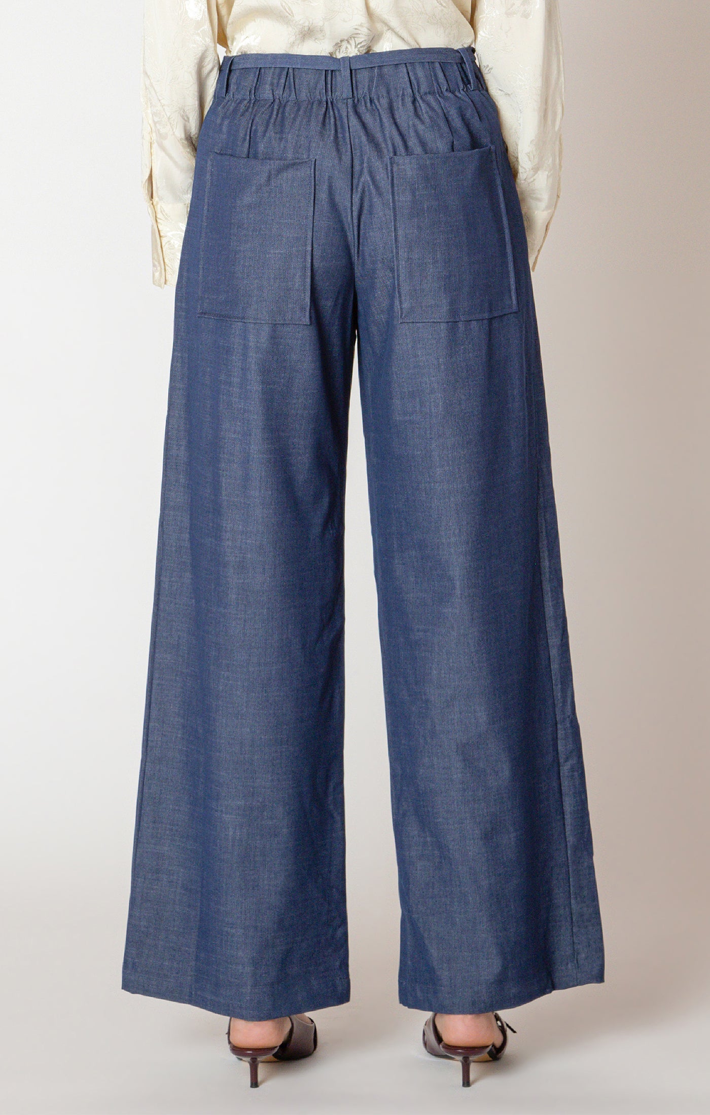Belted Denim Effect Pant