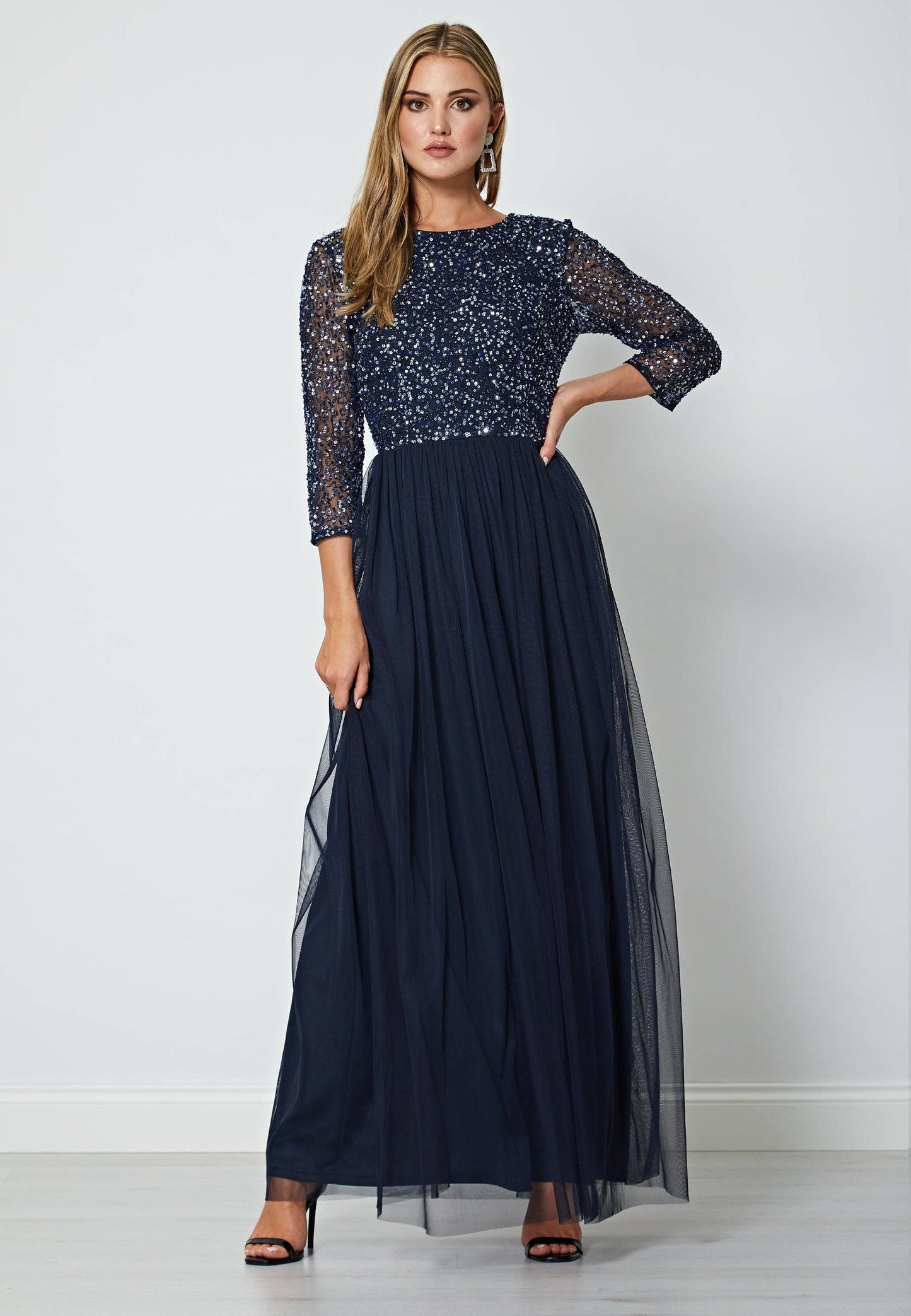 Embellished Sequin Maxi Dress