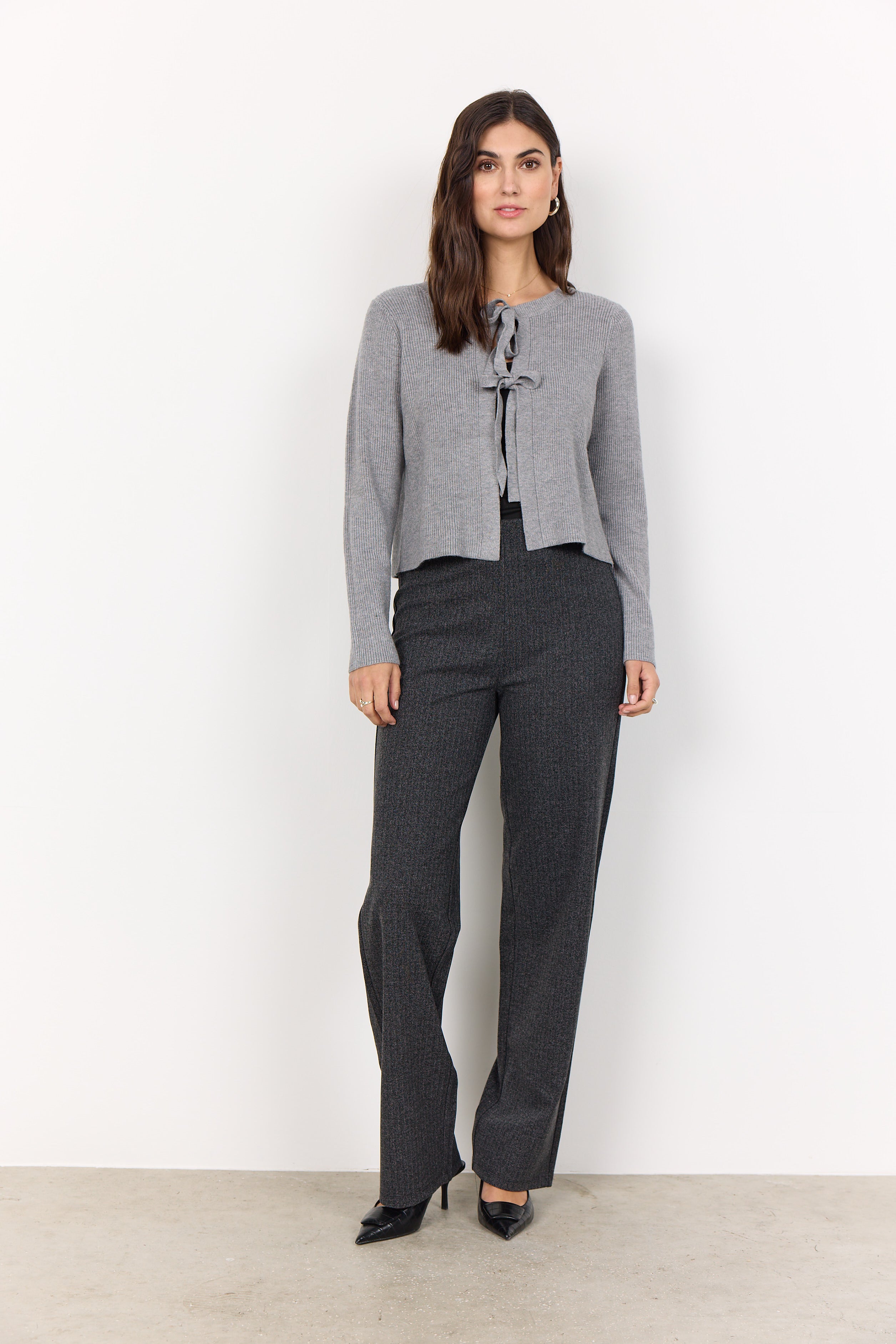Kanita Ribbed Tie Front Cardigan