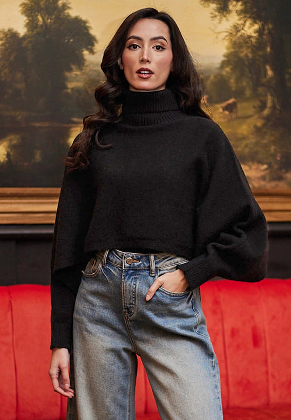 Solihull Turtle Neck Cropped Knit Jumper