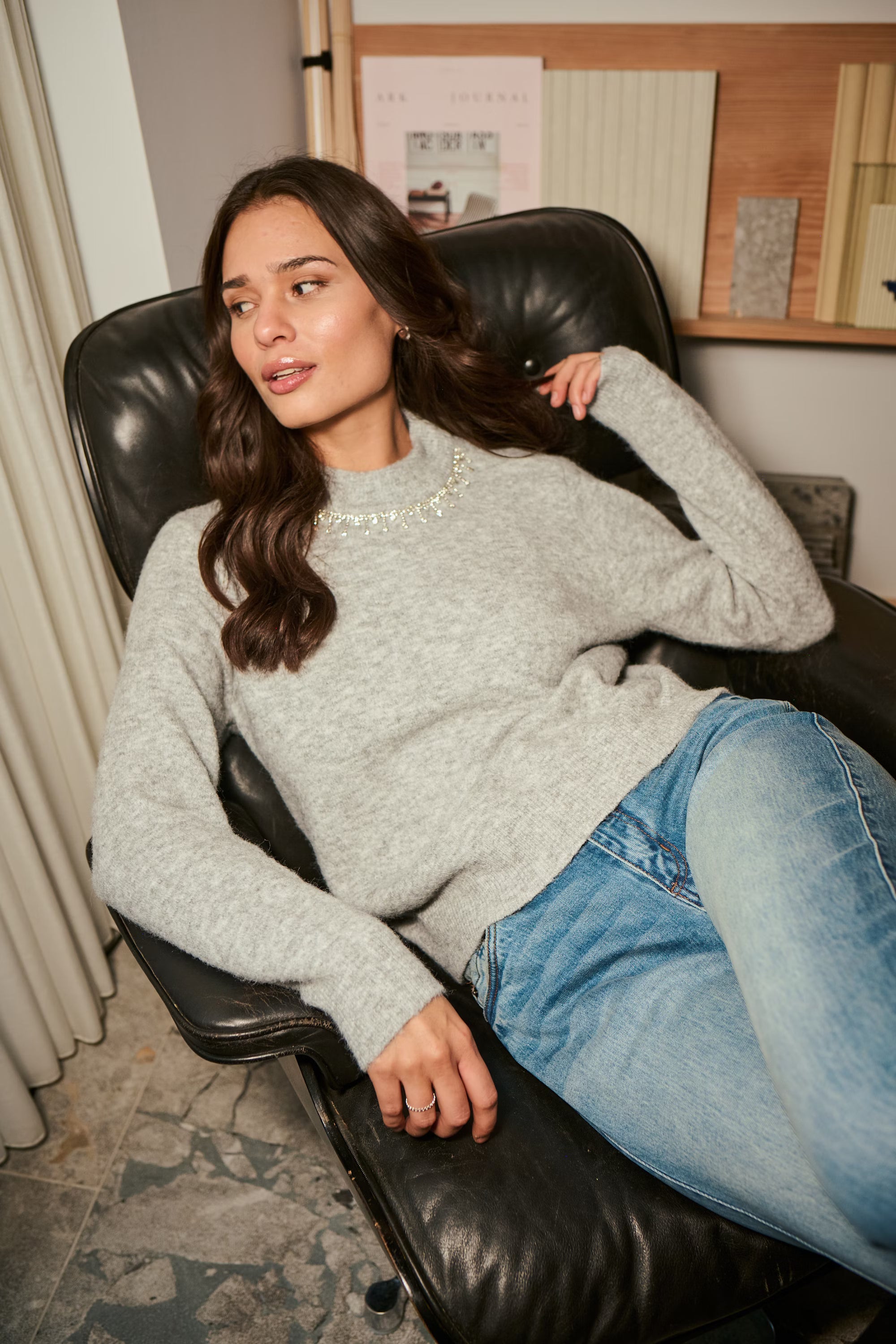 Roxy Gemstone Collar Pullover