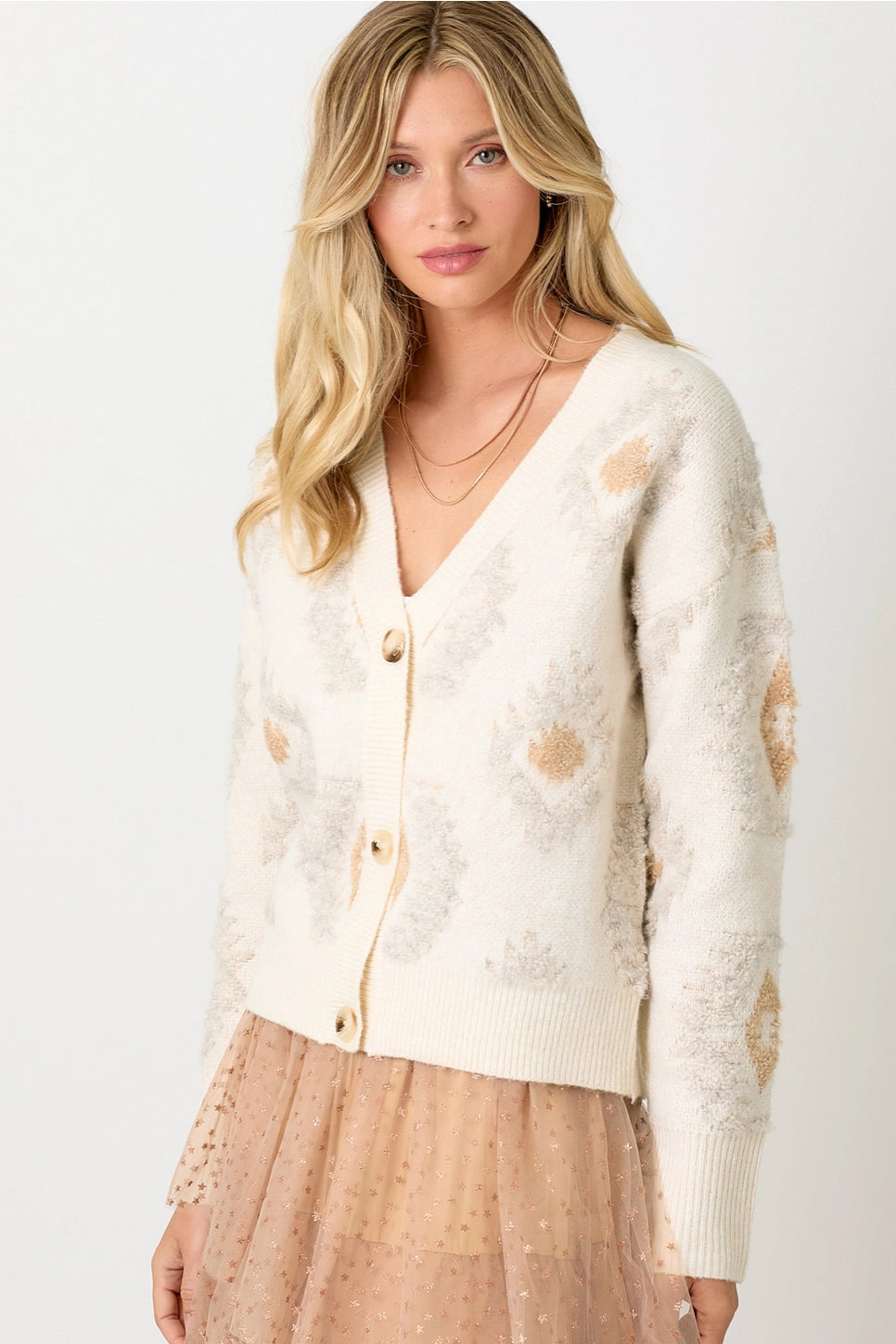 Aztec Pattern Button Down Cardigan