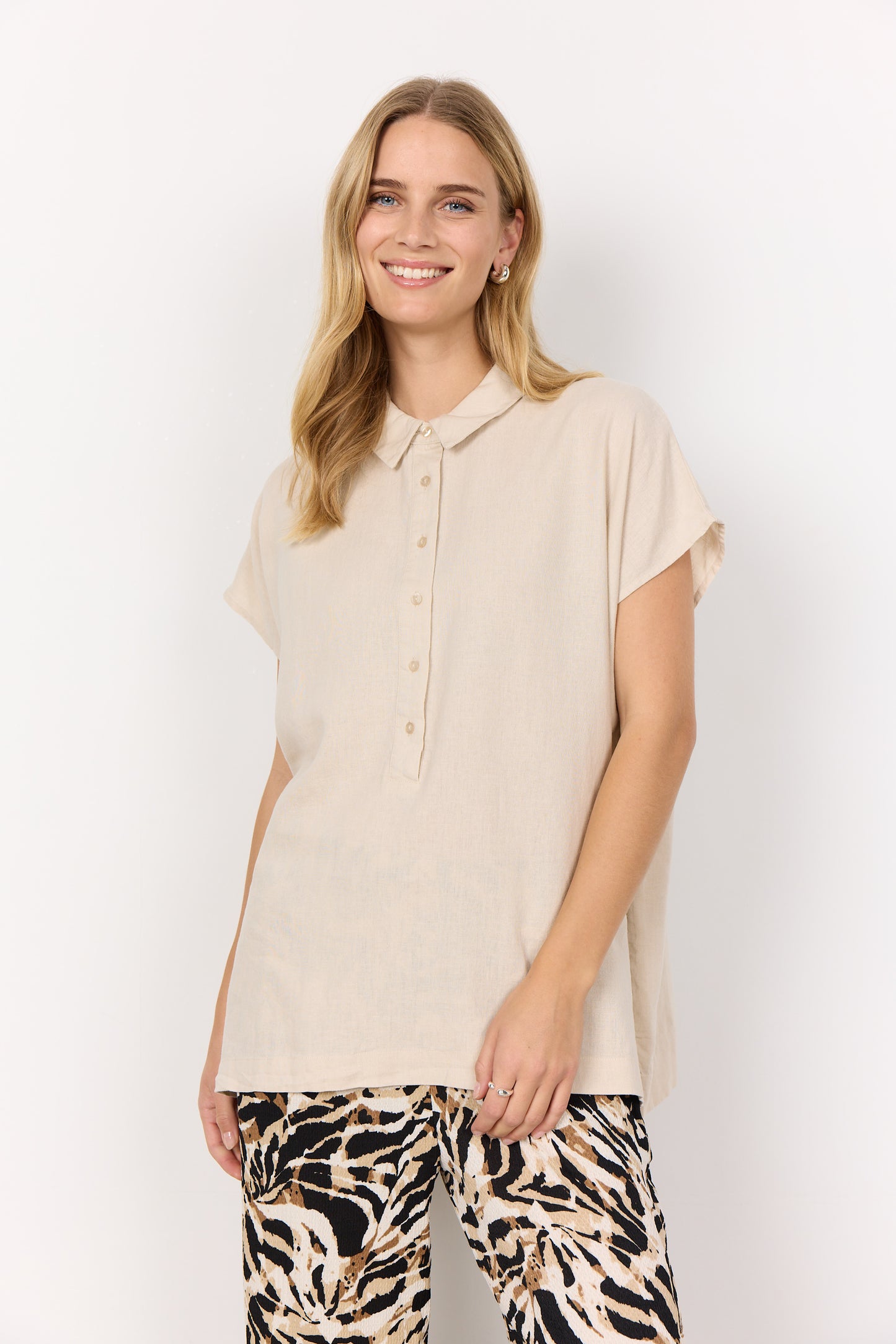 Ina Linen Blend Button-Up Shirt