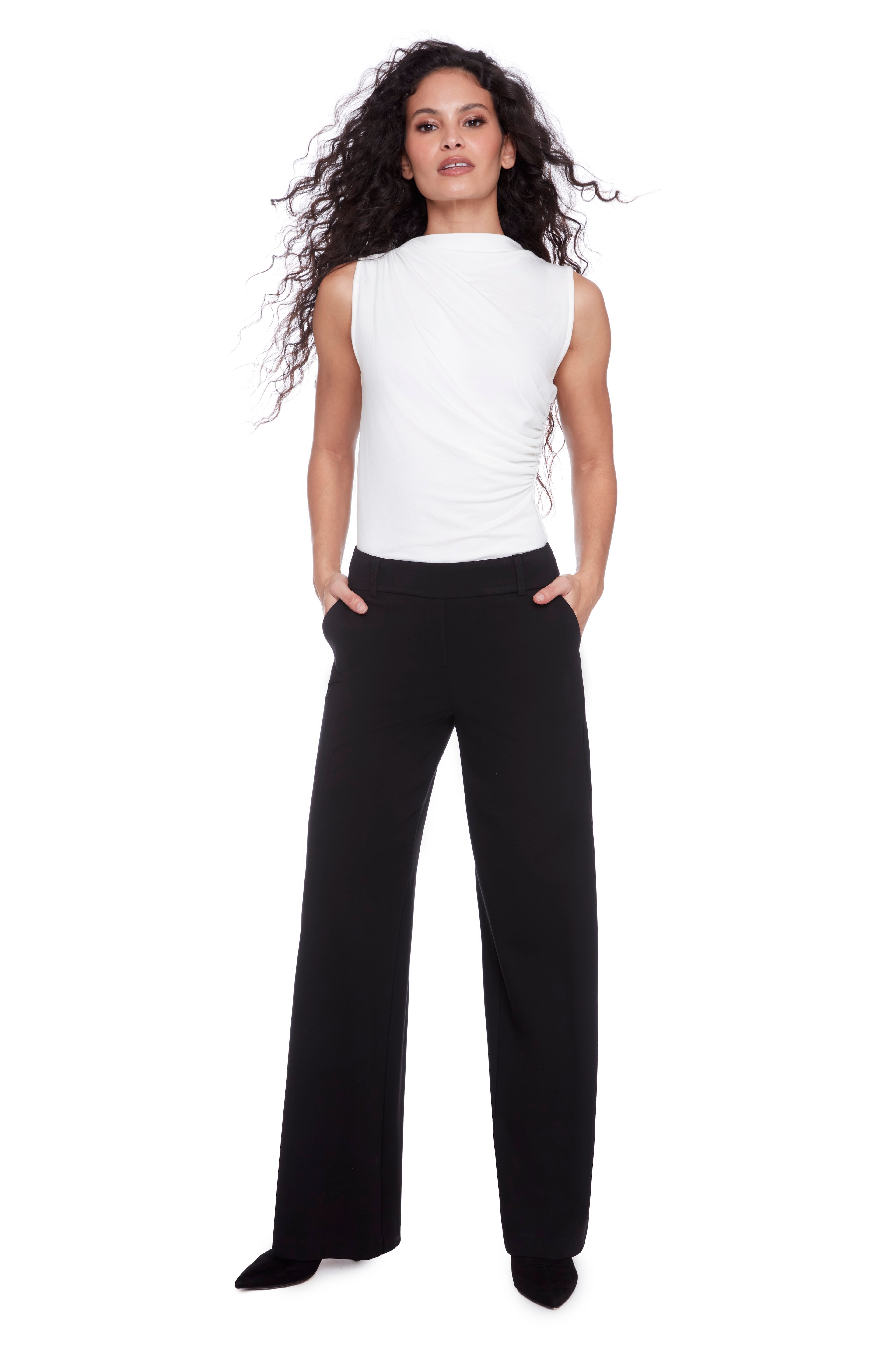 Audrey Solid Ponte Wide-Leg Full Length Pant