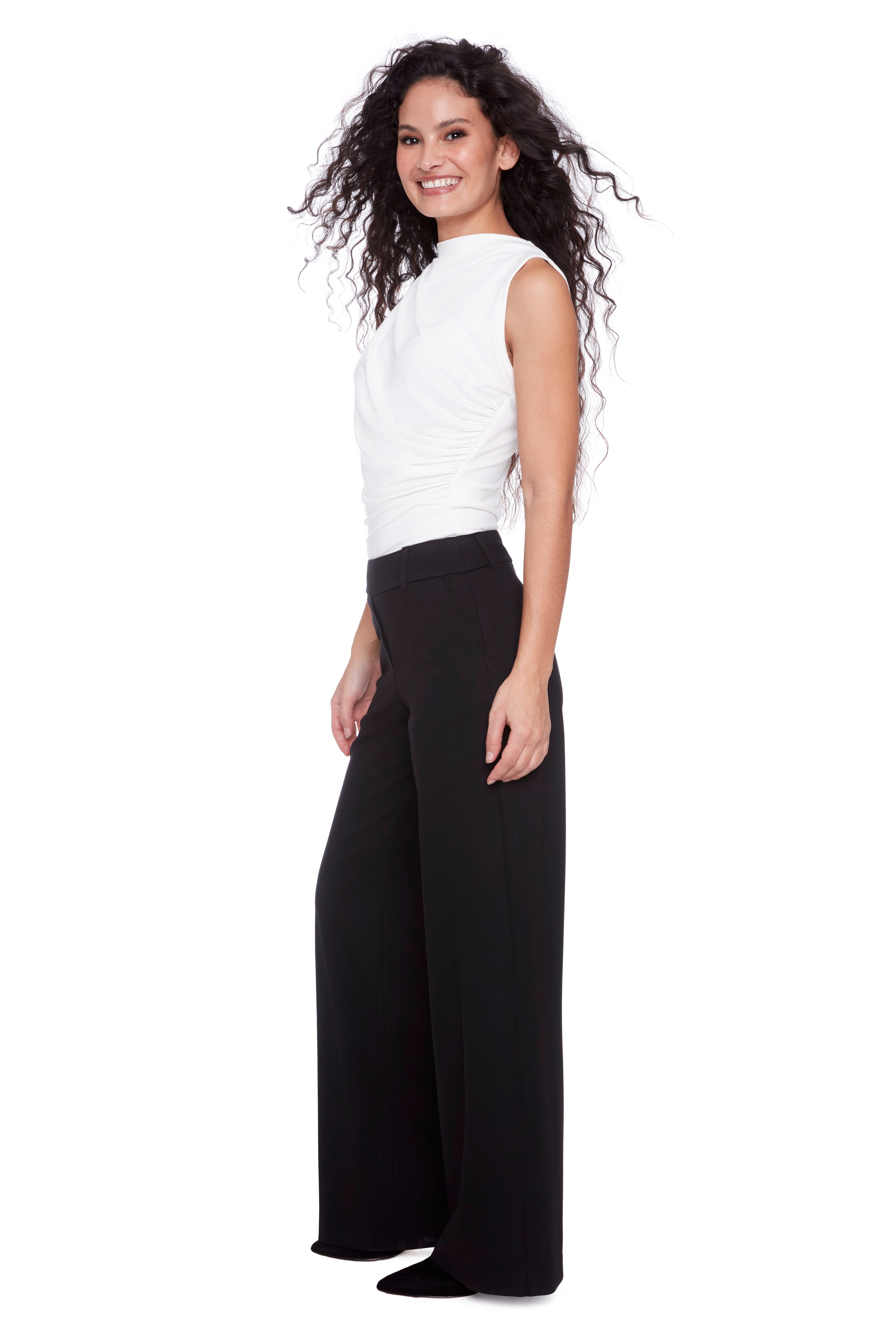 Audrey Solid Ponte Wide-Leg Full Length Pant