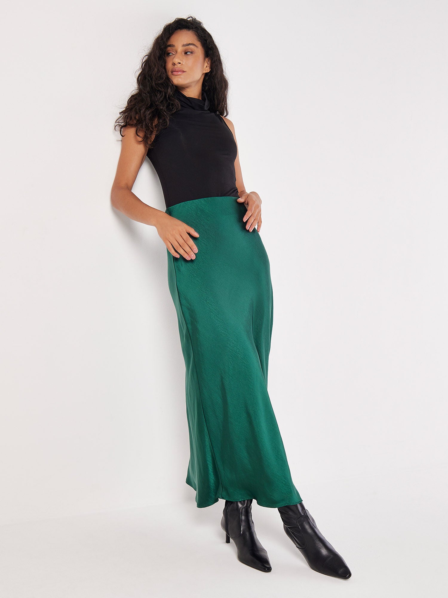 Satin Bias Midi Skirt