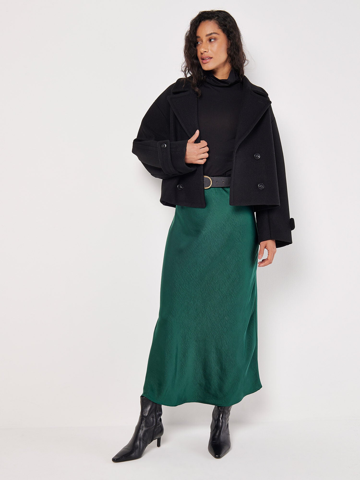 Satin Bias Midi Skirt