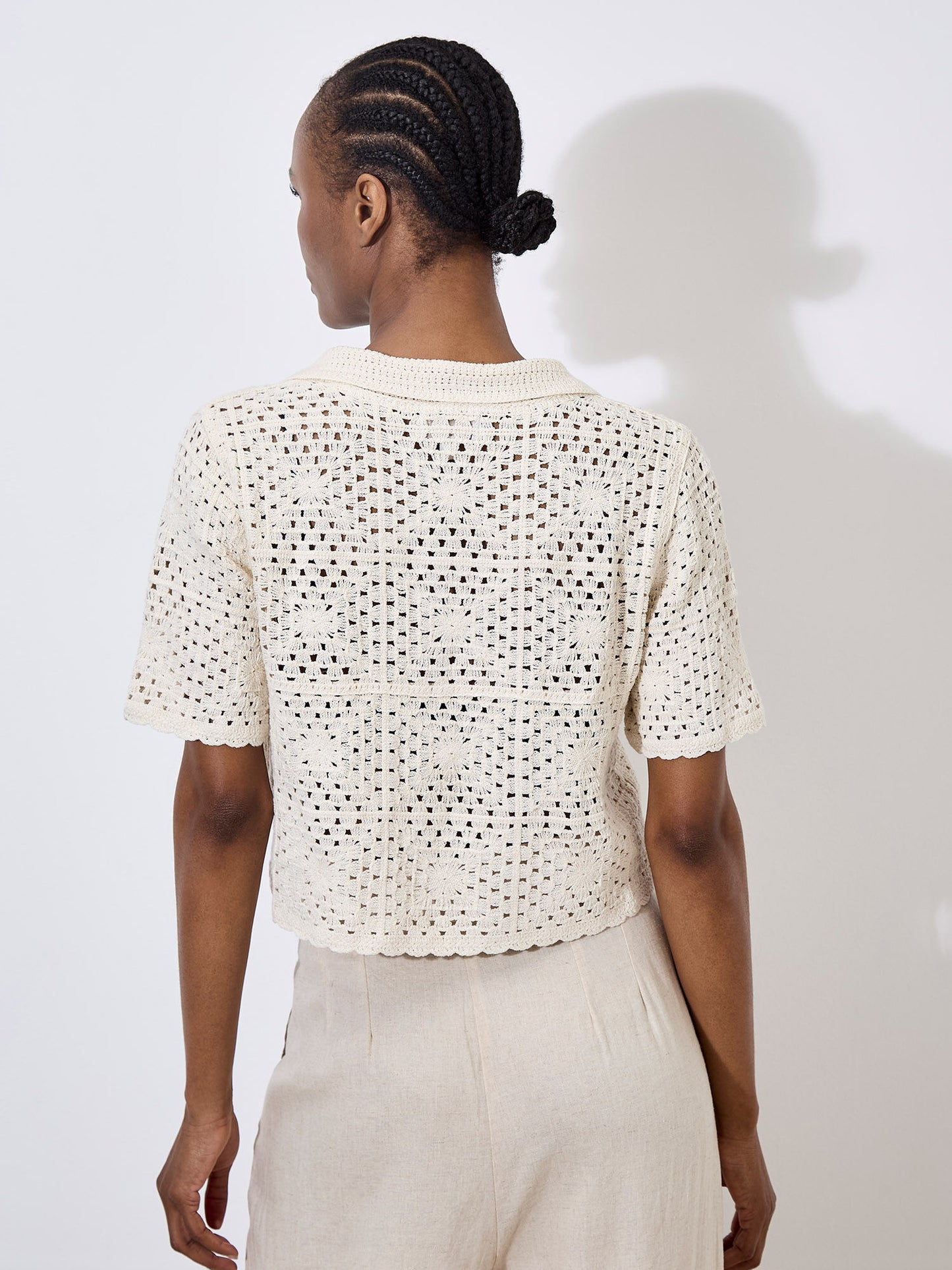 Floral Cotton Crochet Button Top