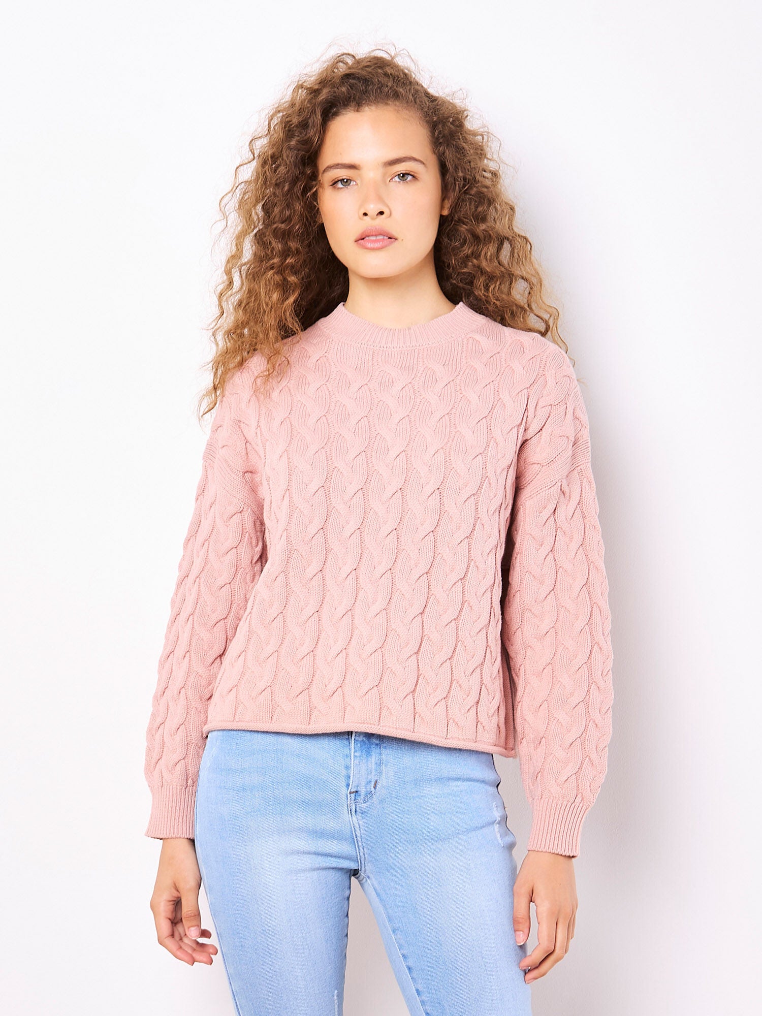 Cotton Blend Cable Knit Jumper