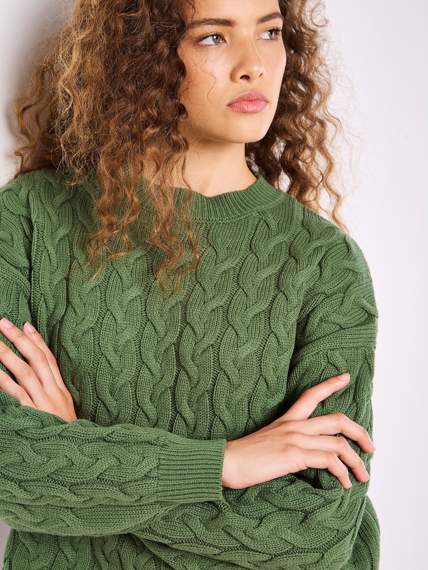 Cotton Blend Cable Knit Jumper