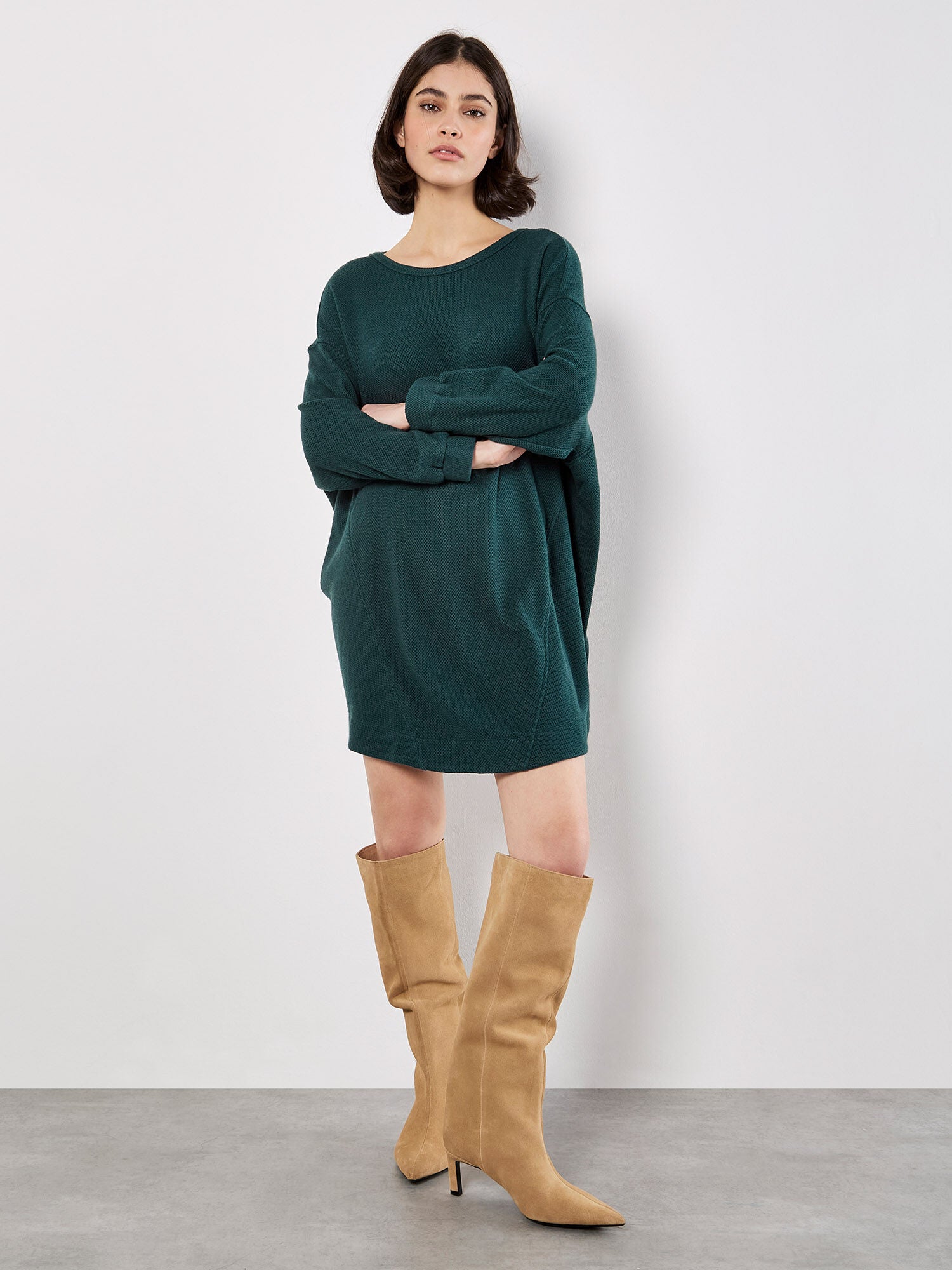 Honeycomb Oversized Knit Mini Dress