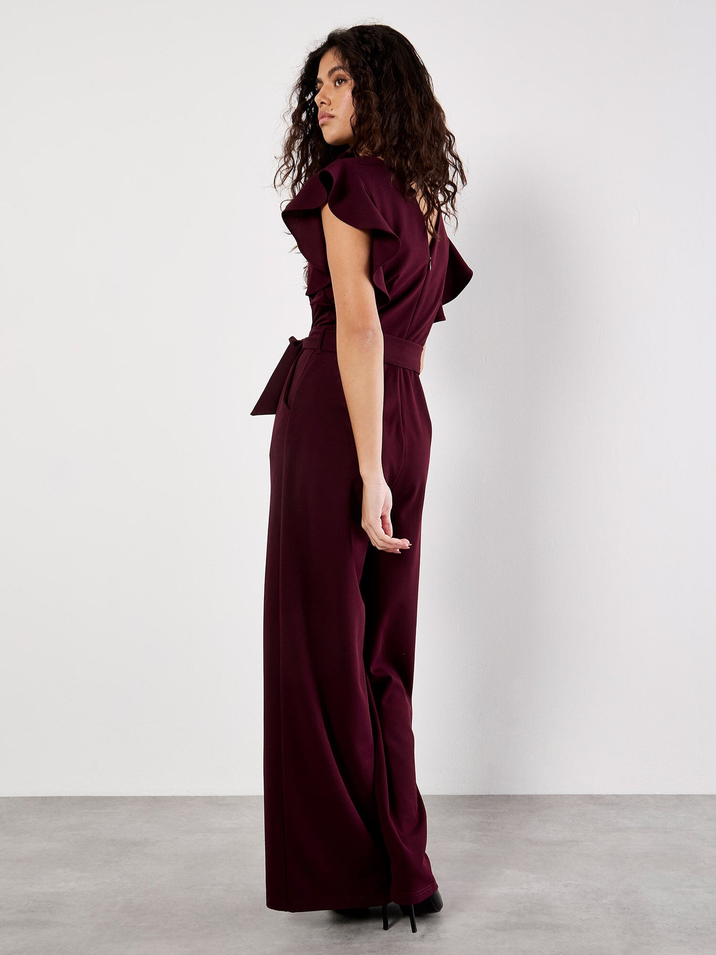 Ruffle Sleeve Pleat Detail Jumpsuit