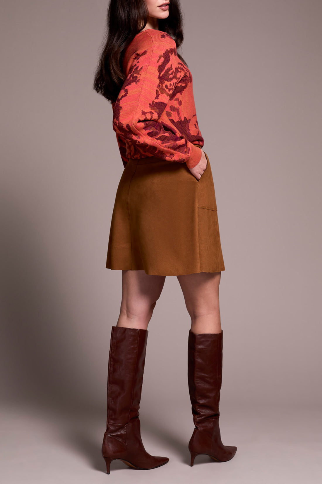 Faux Suede Button Front Mini Skirt