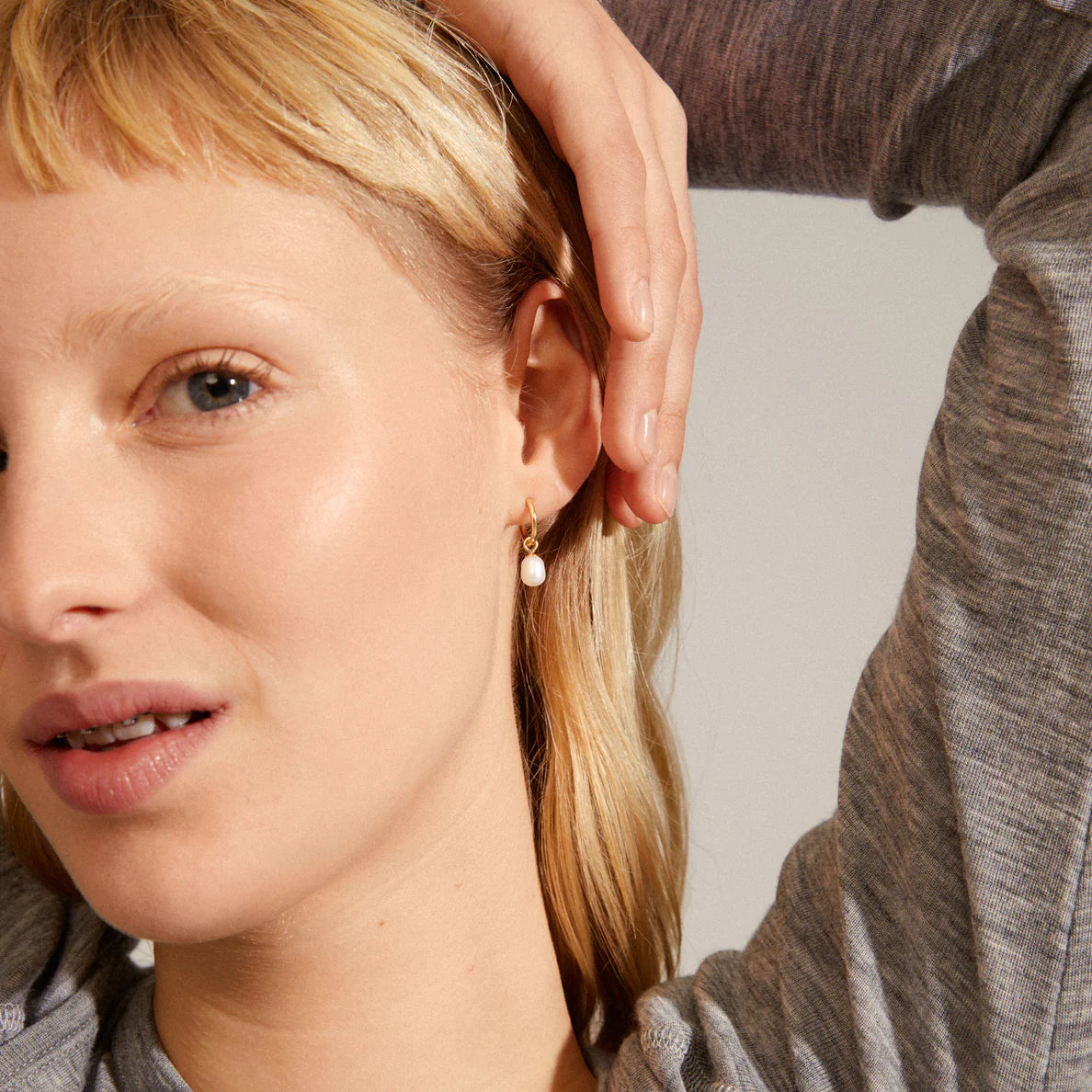 Berthe Recycled Pearl Hoop Earrings