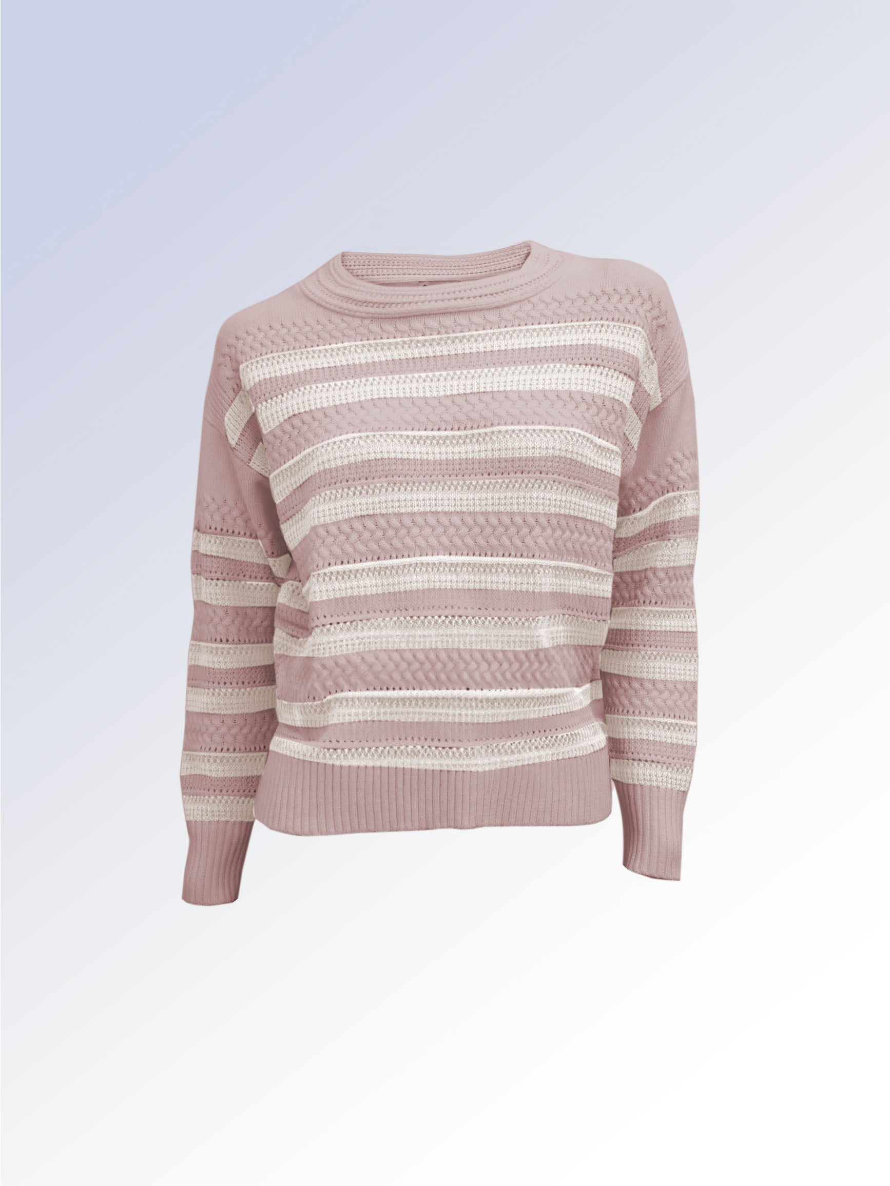 Iris Long Sleeve Crew Neck Striped Sweater