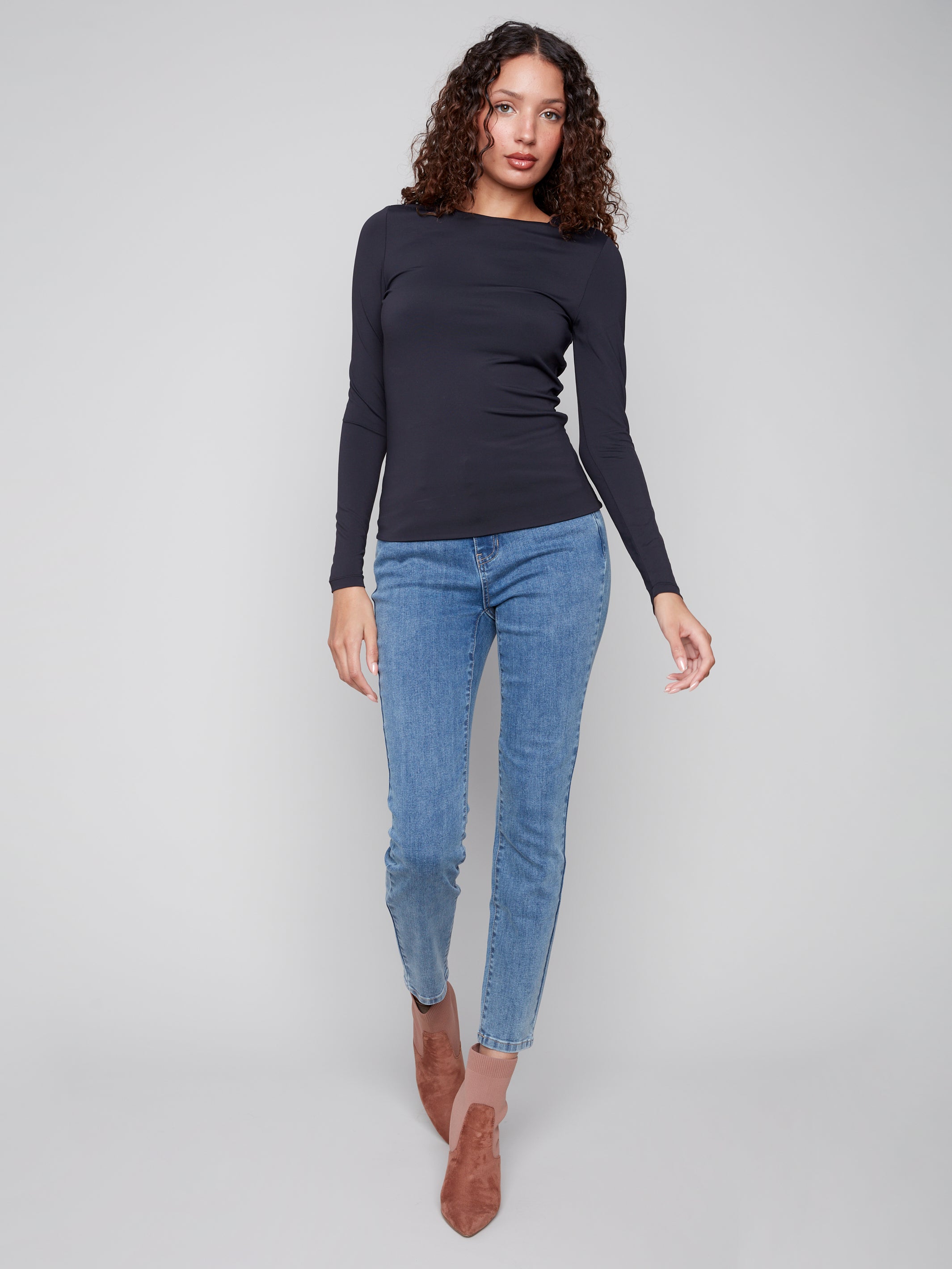 Long Sleeve Second-Skin Double Cloth Knit Top