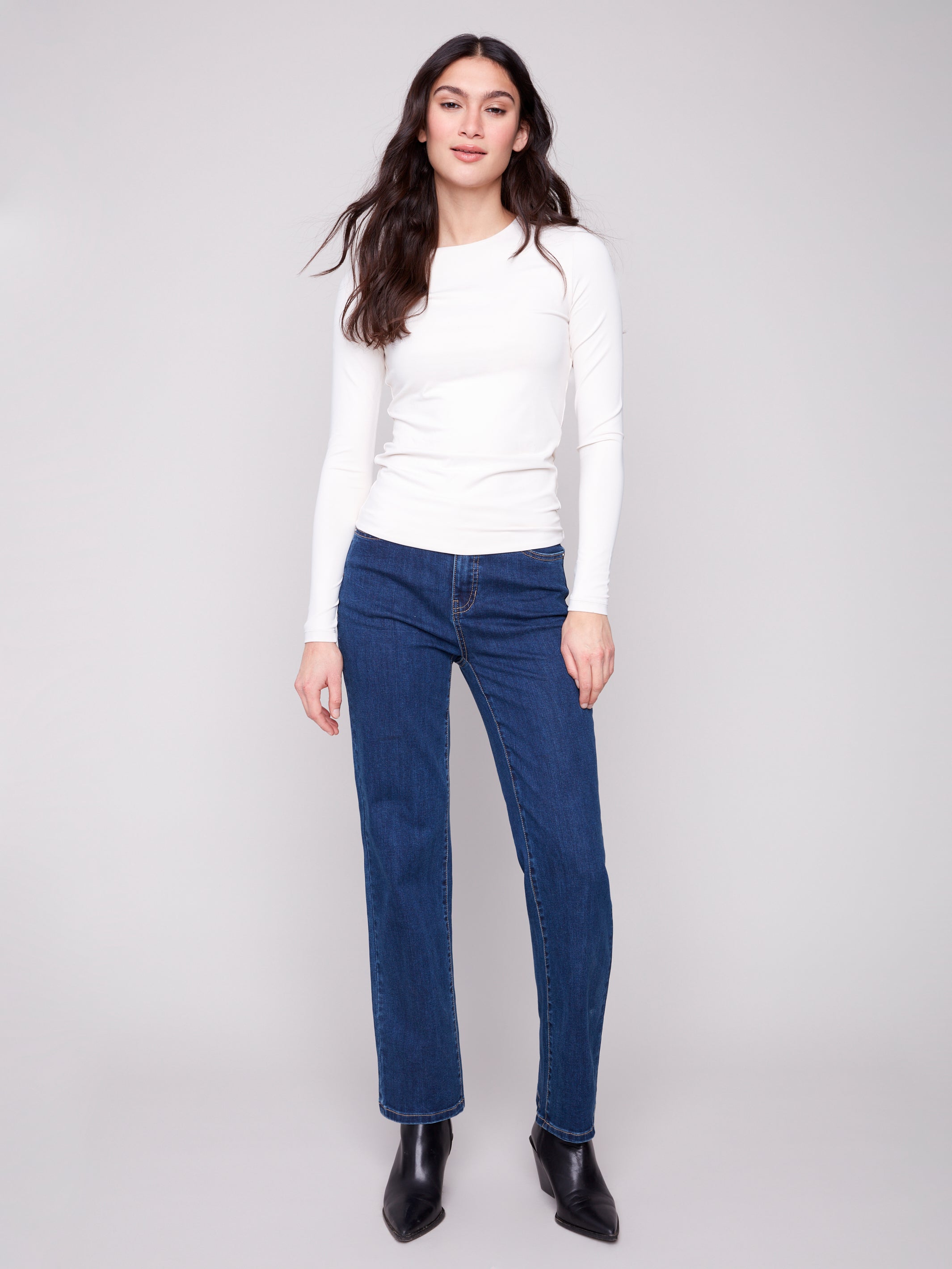 Long Sleeve Second-Skin Double Cloth Knit Top