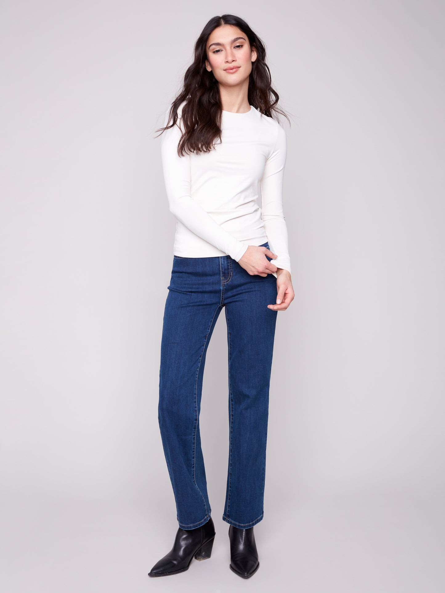 Long Sleeve Second-Skin Double Cloth Knit Top