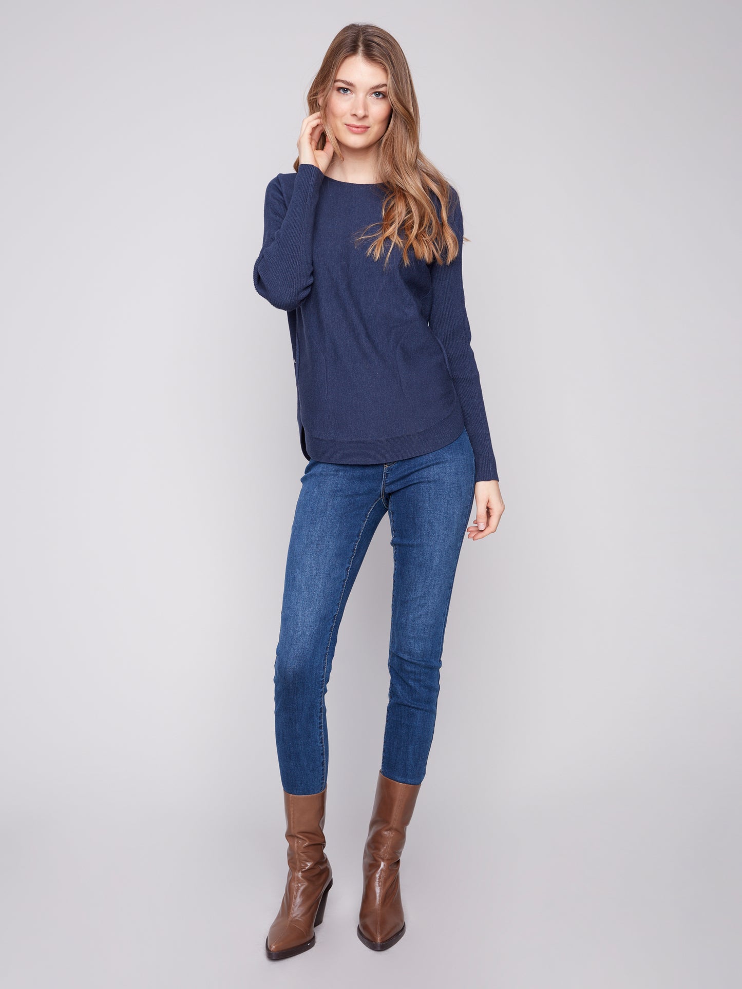 Knit Sweater With Back Lace-Up Detail