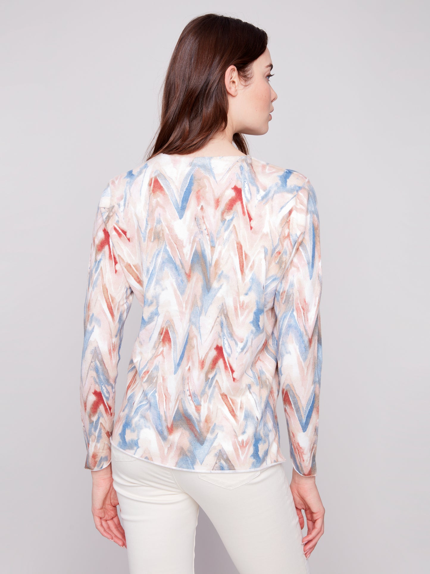 Printed V-Neck Sweater