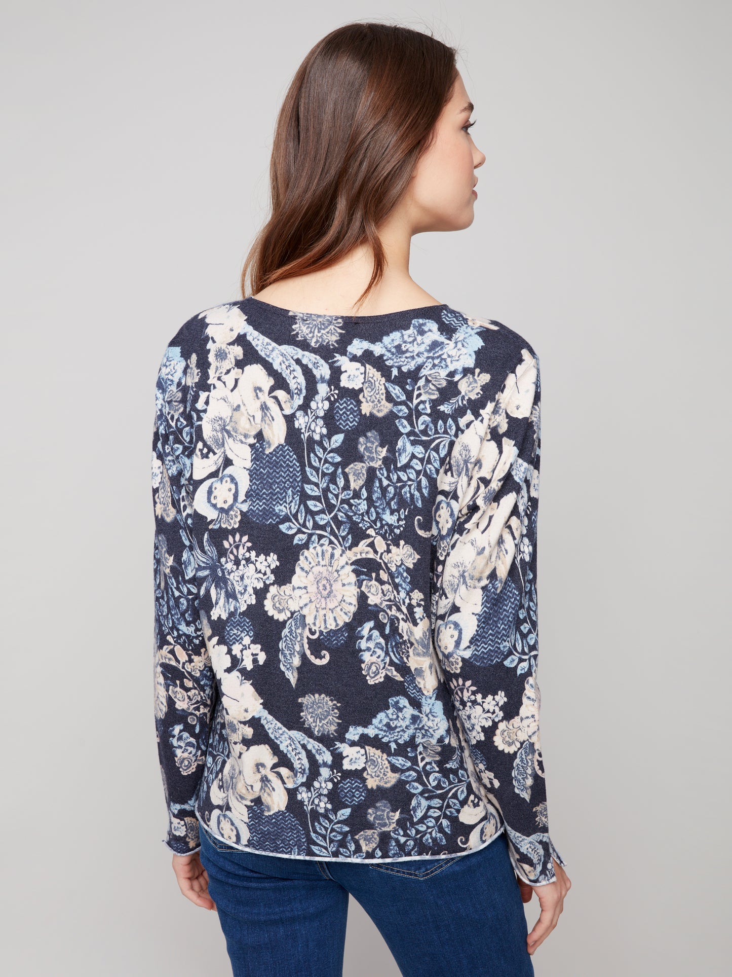 Printed V-Neck Sweater