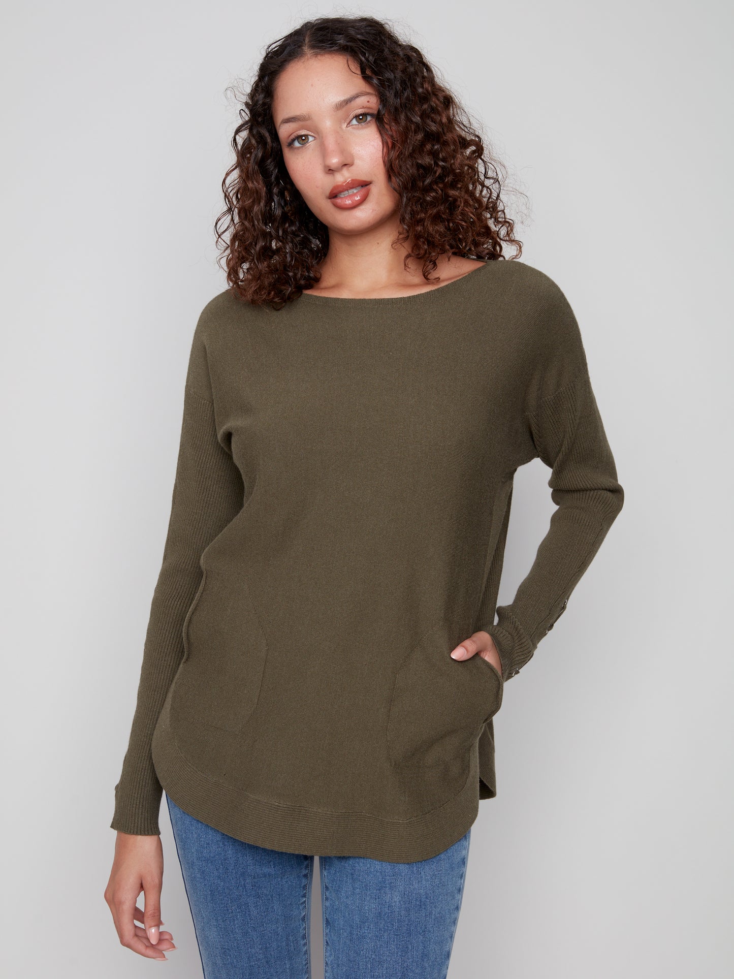 Knit Sweater With Lace-Up Cuffs