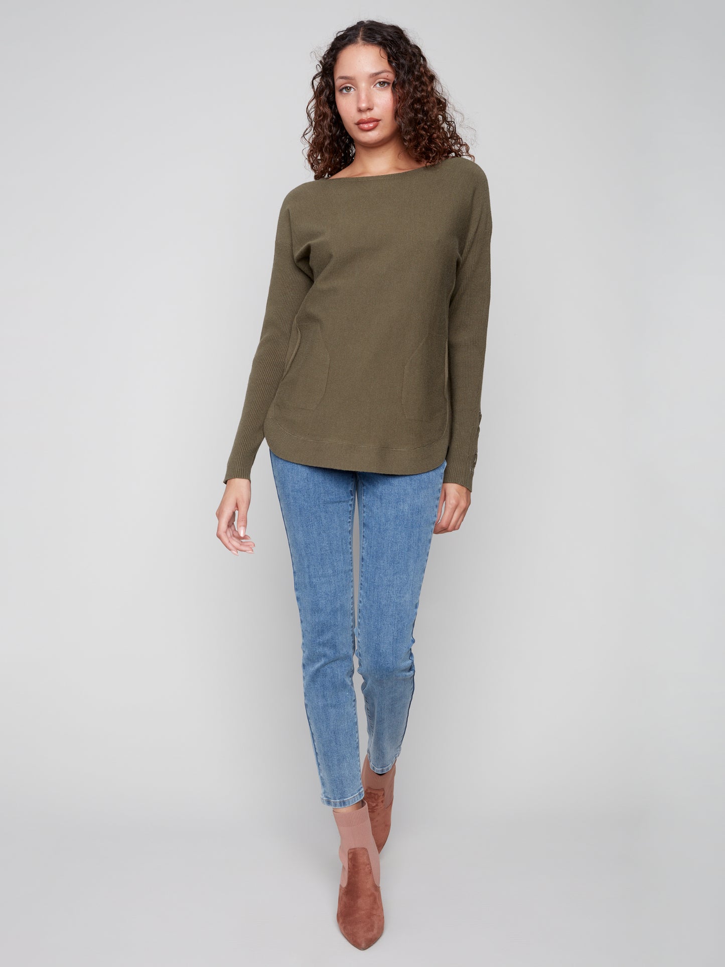 Knit Sweater With Lace-Up Cuffs